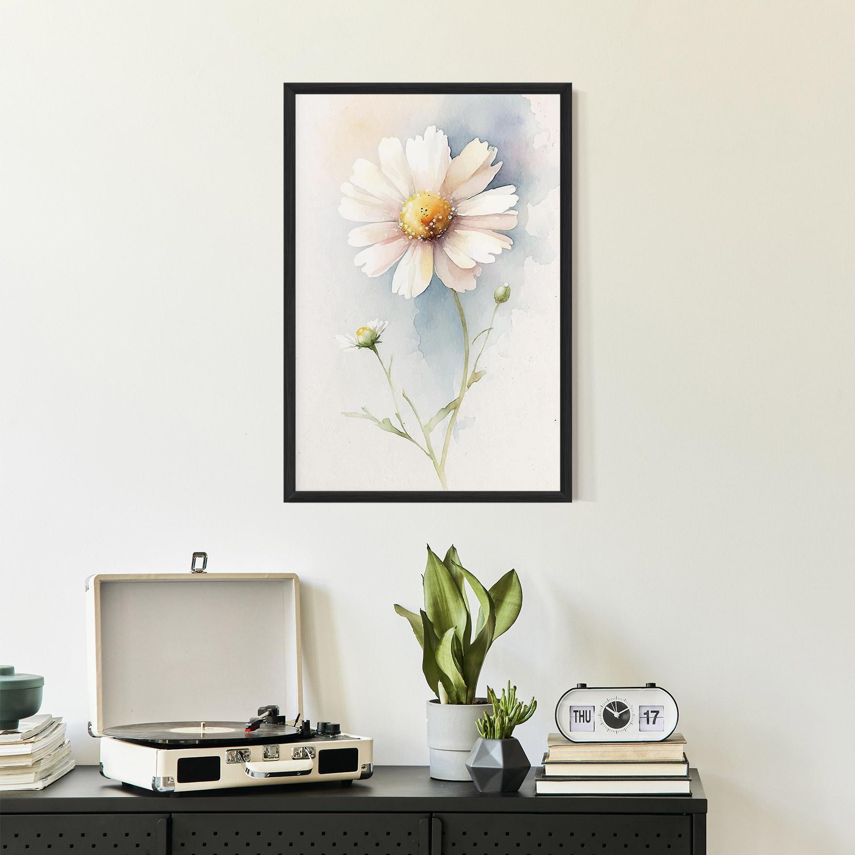 Keretezett Poszter Painted White Daisy mockup 2