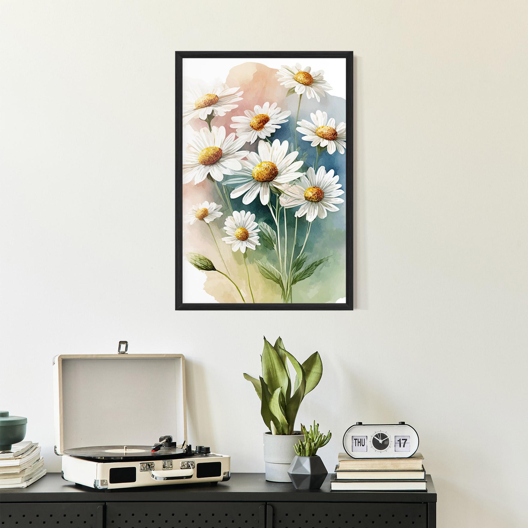 Keretezett Poszter White Daisy Art mockup 2