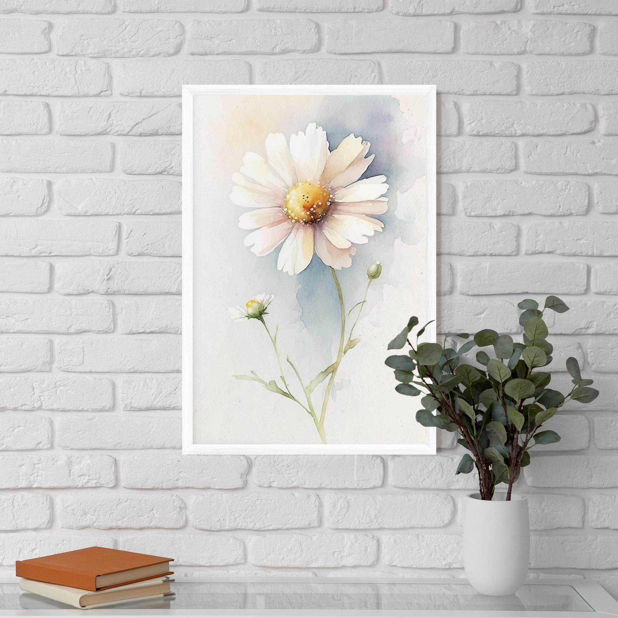 Keretezett Poszter Painted White Daisy mockup 5