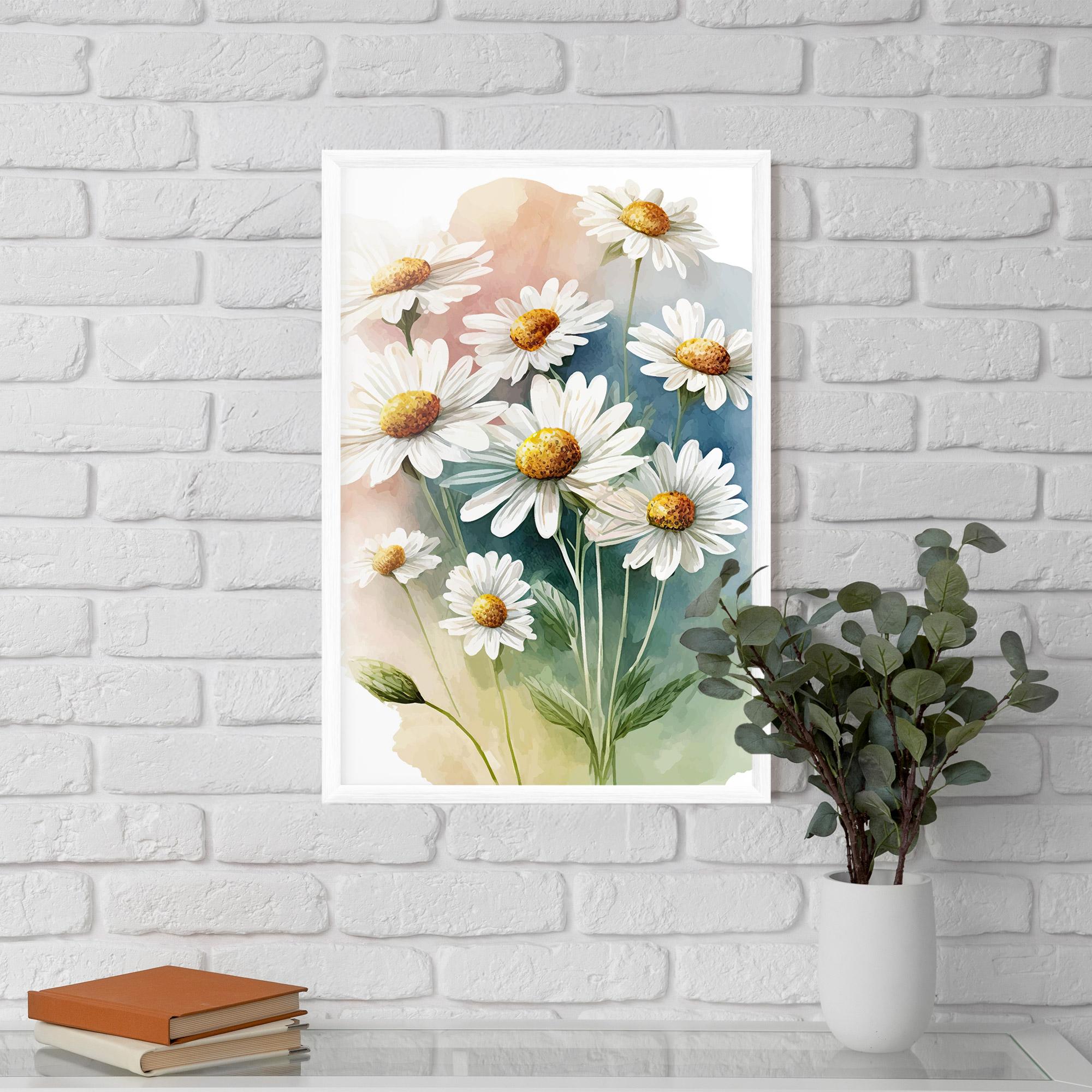 Keretezett Poszter White Daisy Art mockup 5