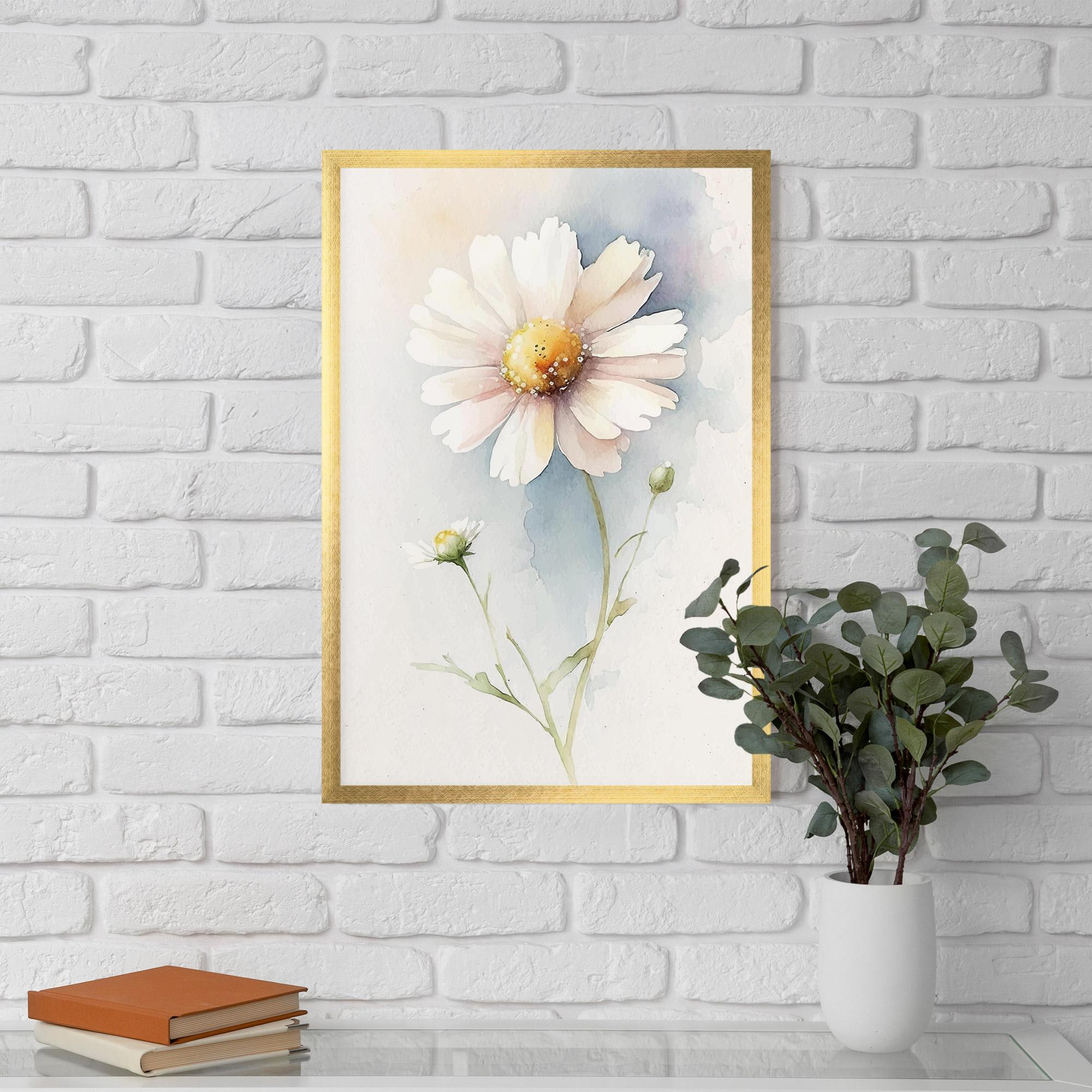 Keretezett Poszter Painted White Daisy mockup 5