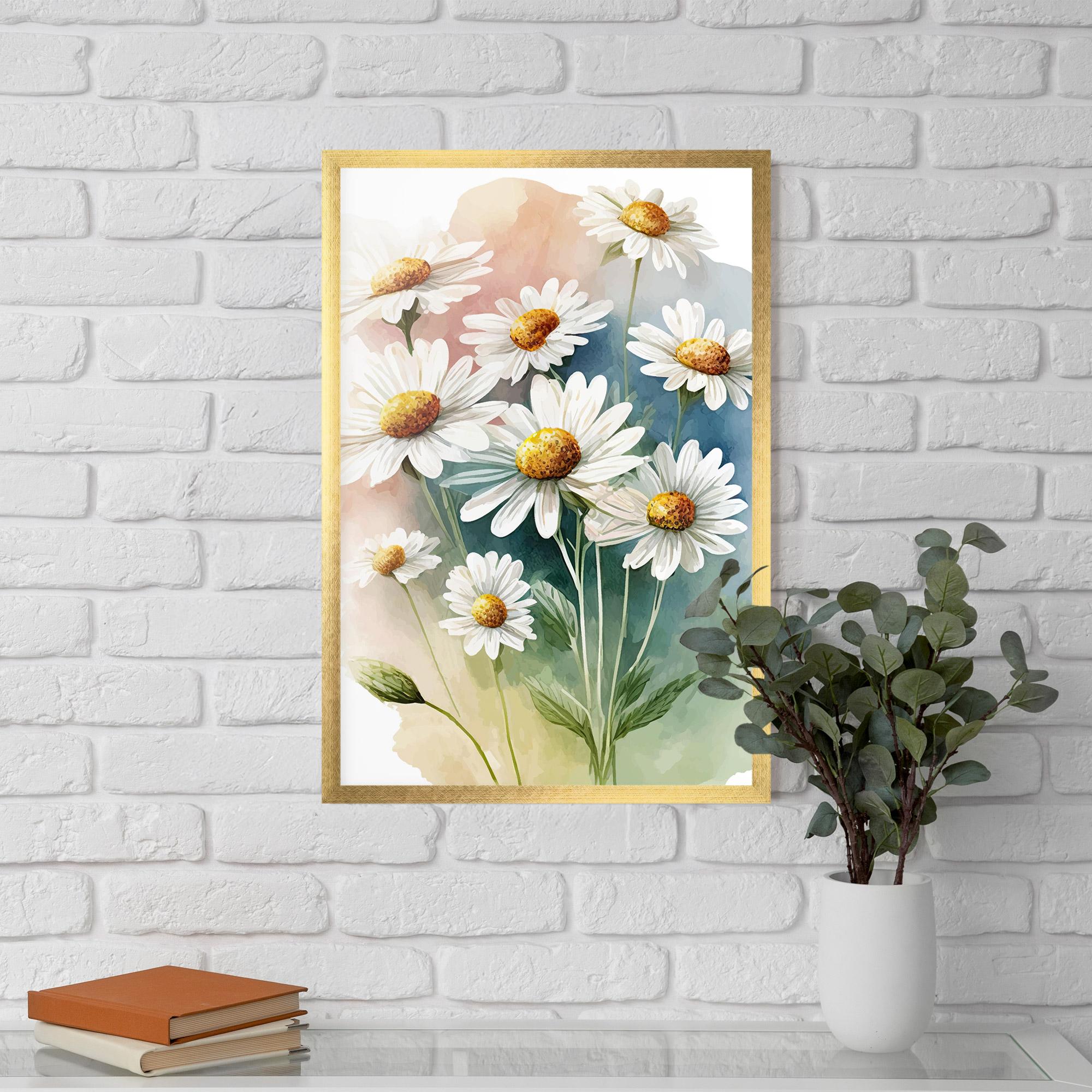 Keretezett Poszter White Daisy Art mockup 5