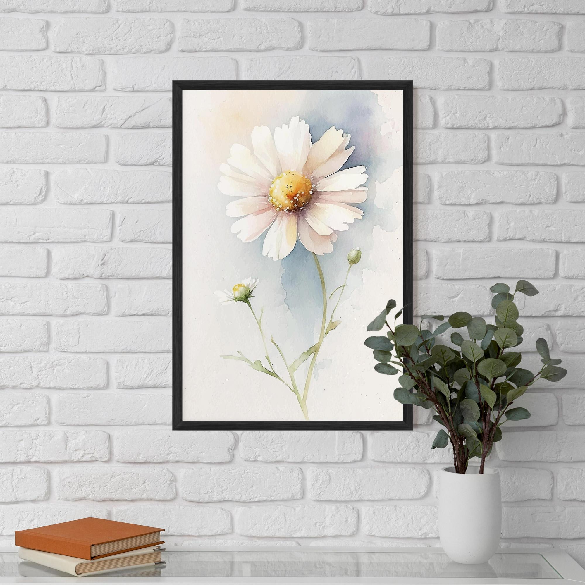 Keretezett Poszter Painted White Daisy mockup 5