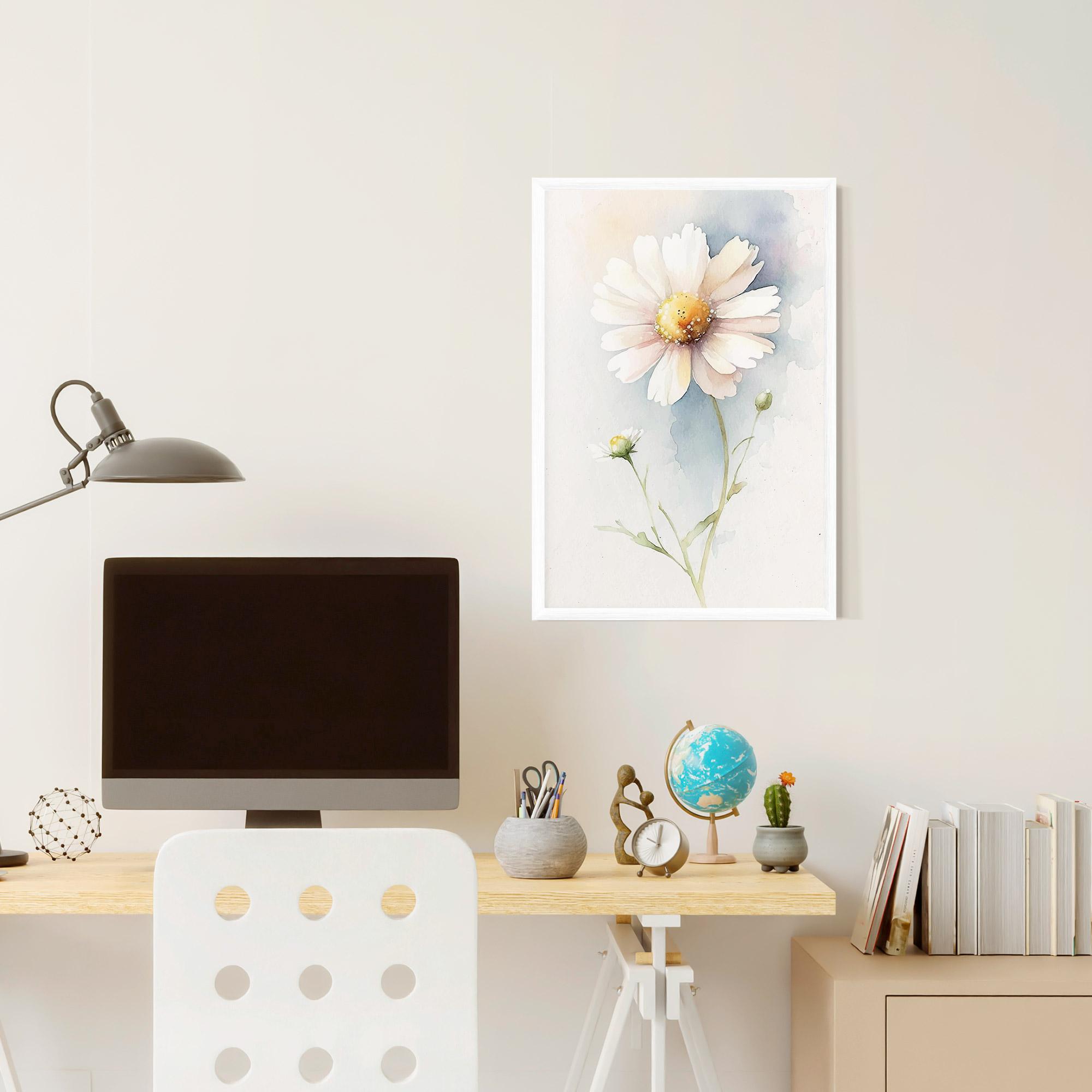 Keretezett Poszter Painted White Daisy mockup 6