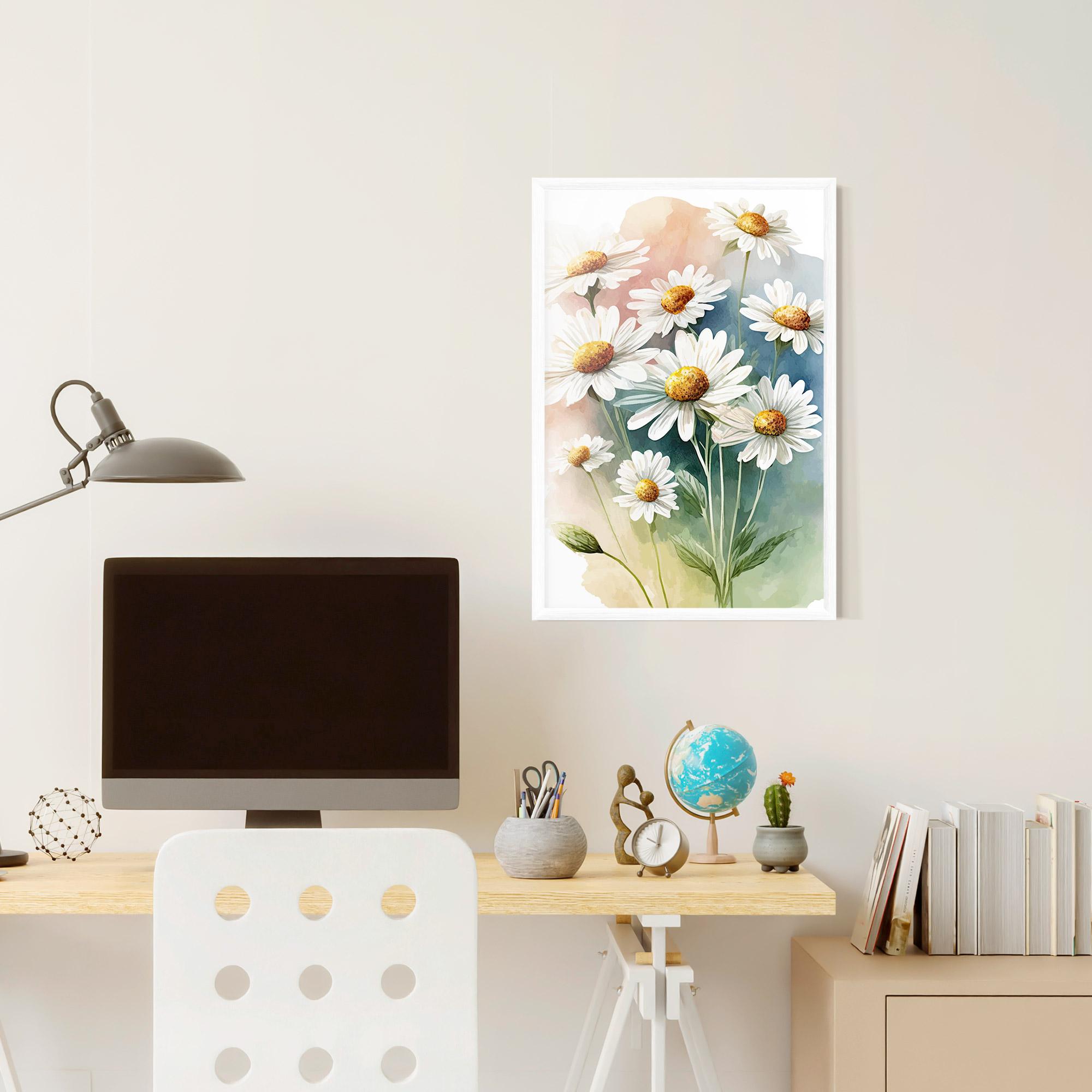 Keretezett Poszter White Daisy Art mockup 6
