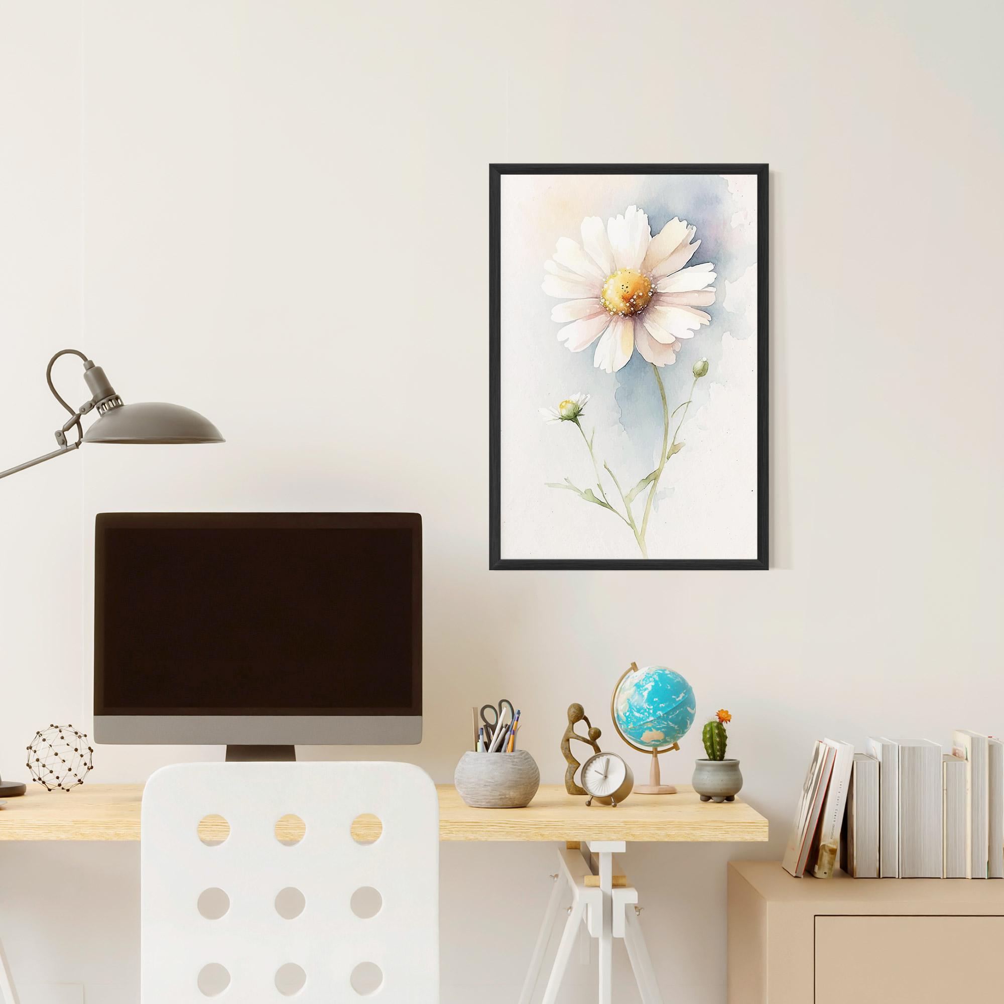 Keretezett Poszter Painted White Daisy mockup 6