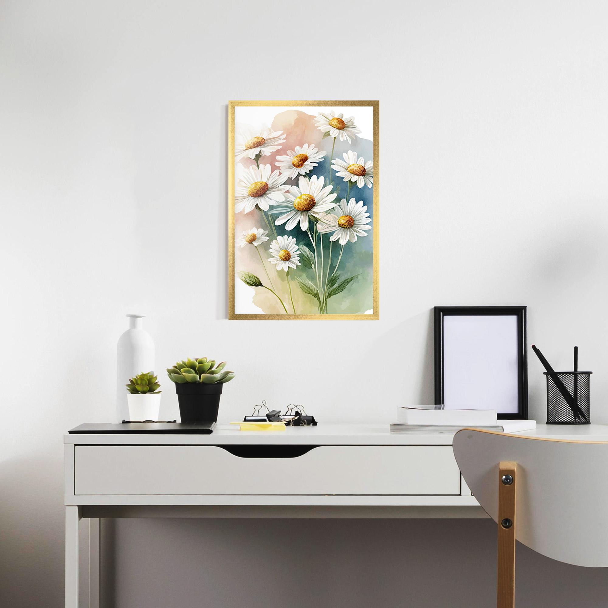 Keretezett Poszter White Daisy Art mockup 7