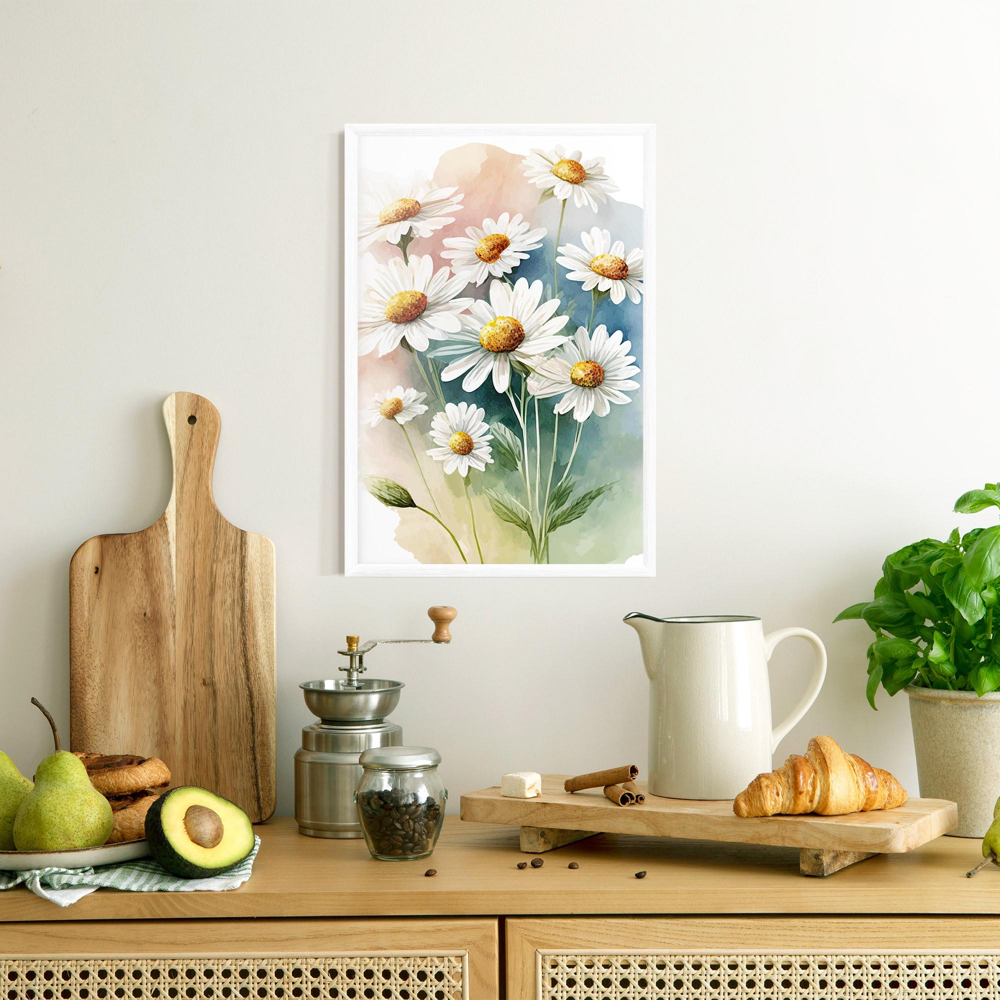 Keretezett Poszter White Daisy Art mockup 8