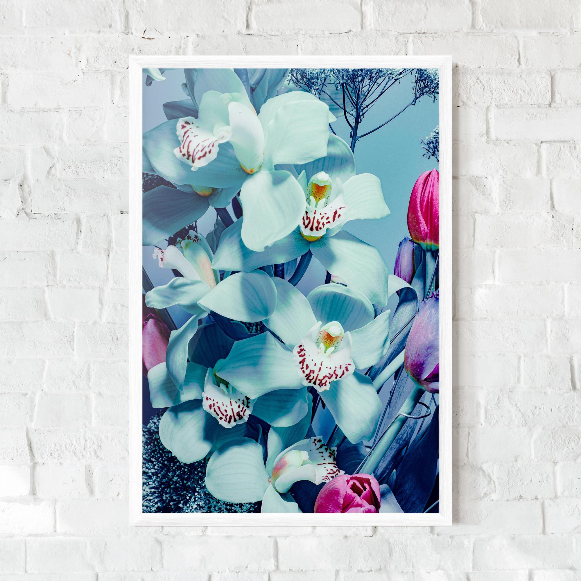 Keretezett Poszter Light Blue Orchids mockup 0