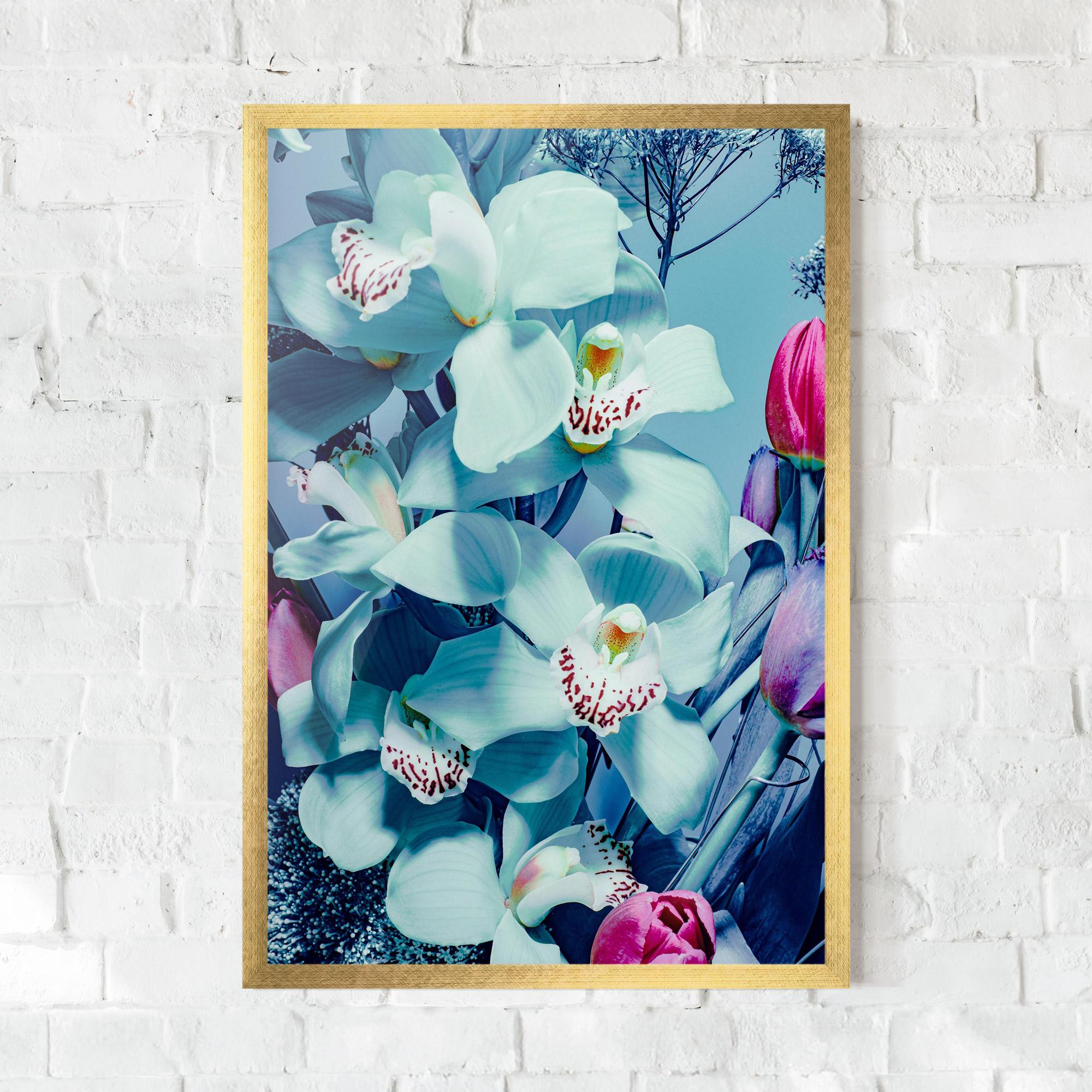 Keretezett Poszter Light Blue Orchids mockup 0