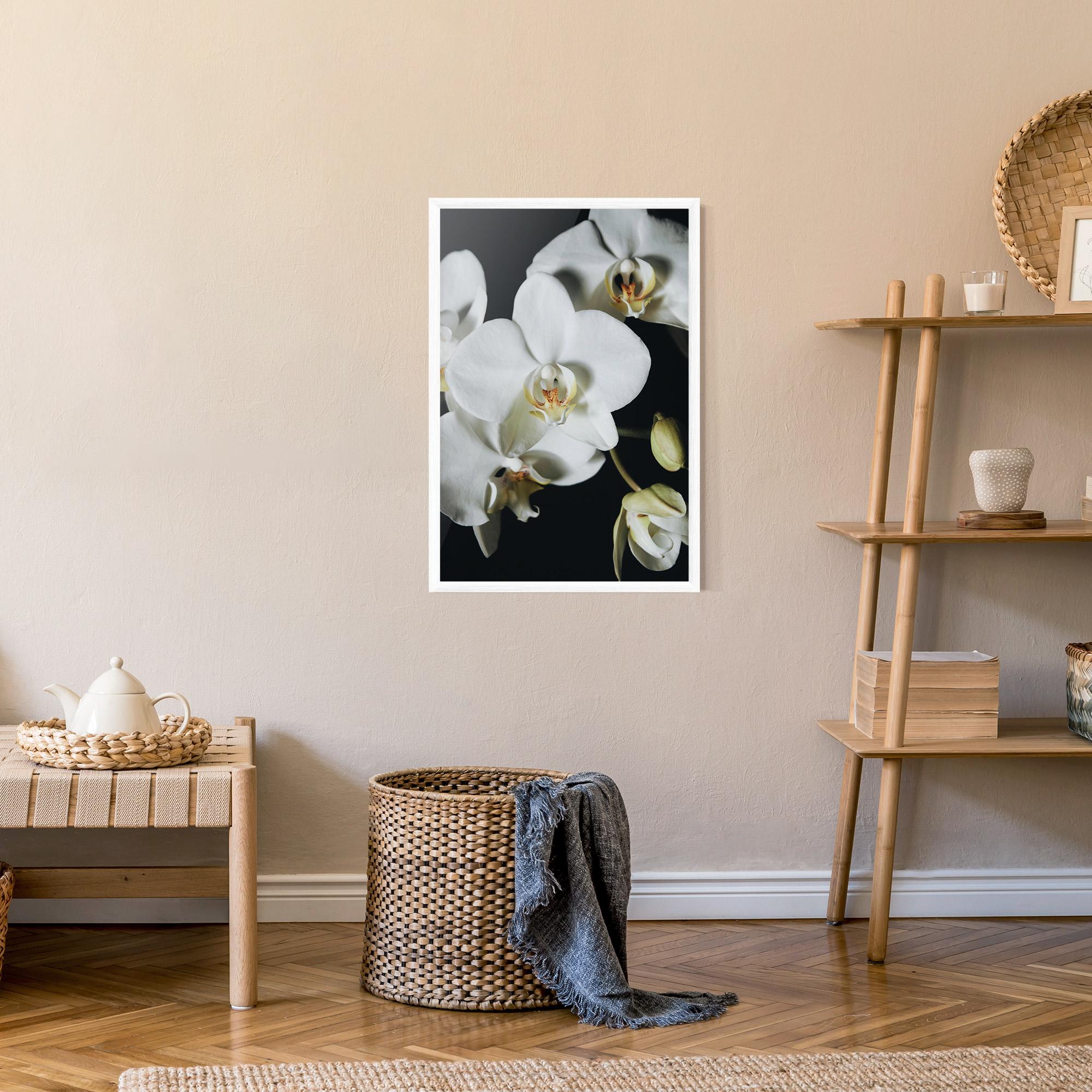 Keretezett Poszter White Orchid On Black mockup 9