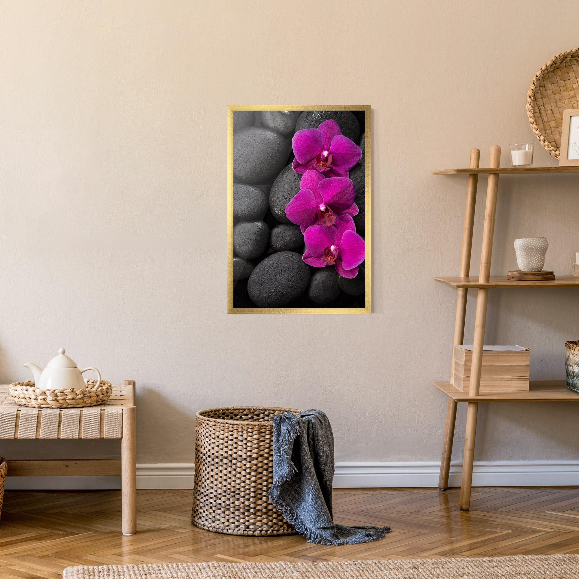 Keretezett Poszter Purple Orchid On Rocks mockup 9