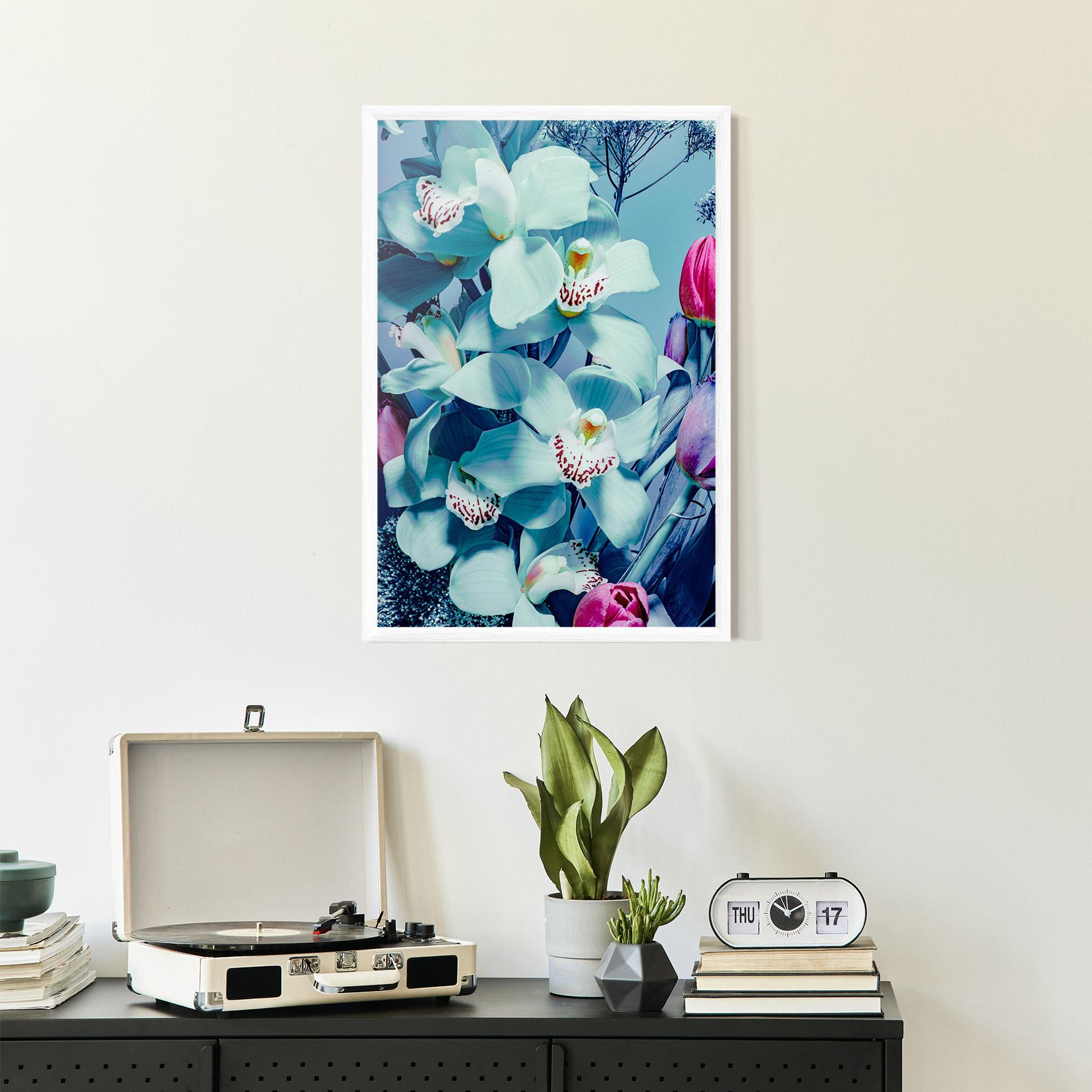 Keretezett Poszter Light Blue Orchids mockup 2