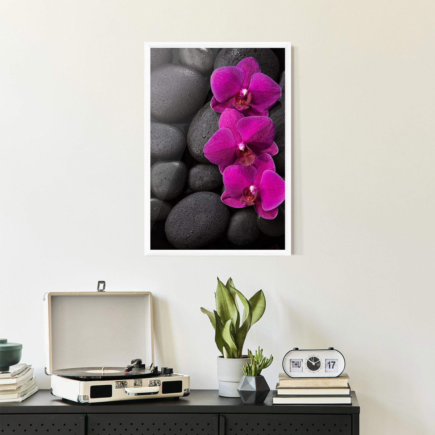 Keretezett Poszter Purple Orchid On Rocks mockup 2