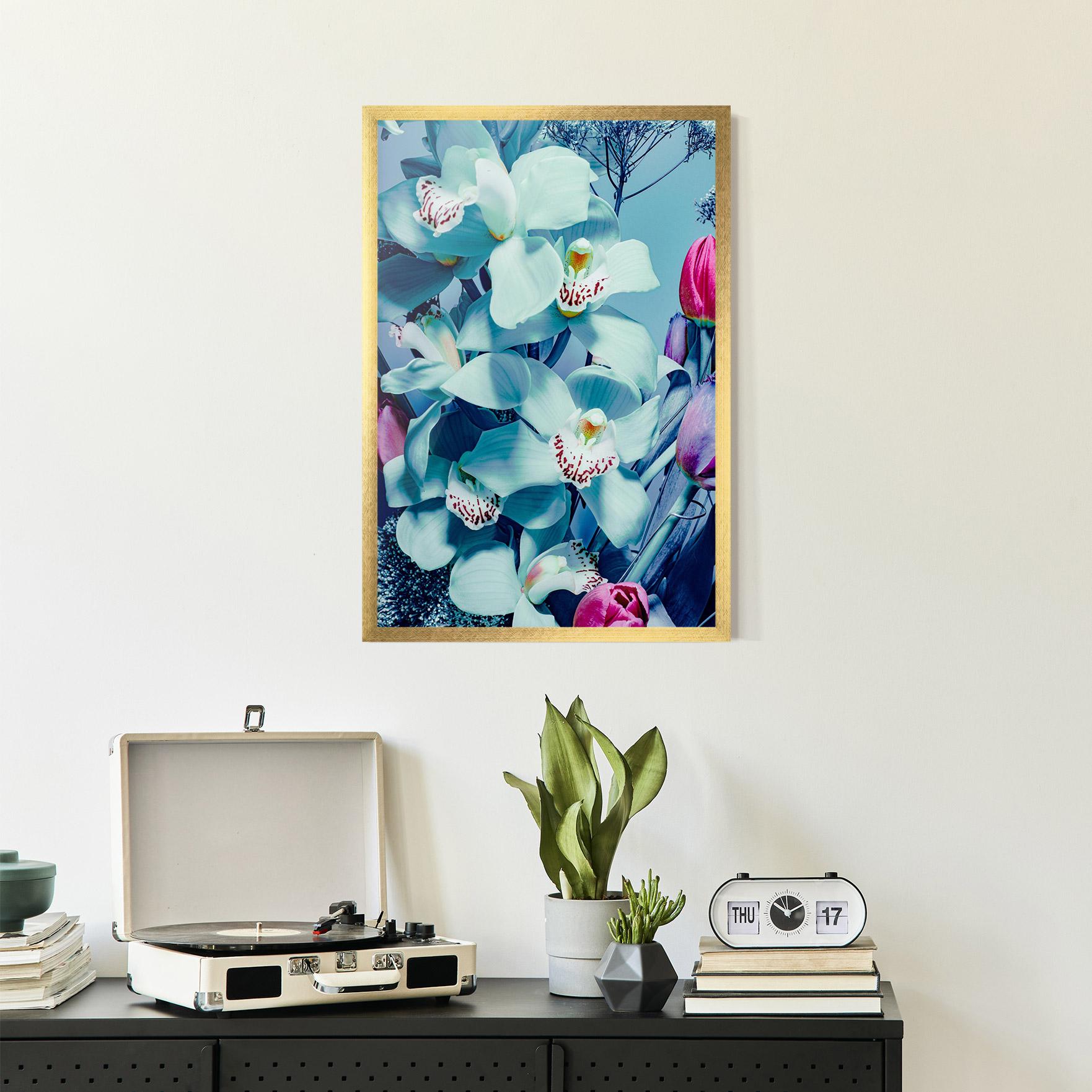 Keretezett Poszter Light Blue Orchids mockup 2