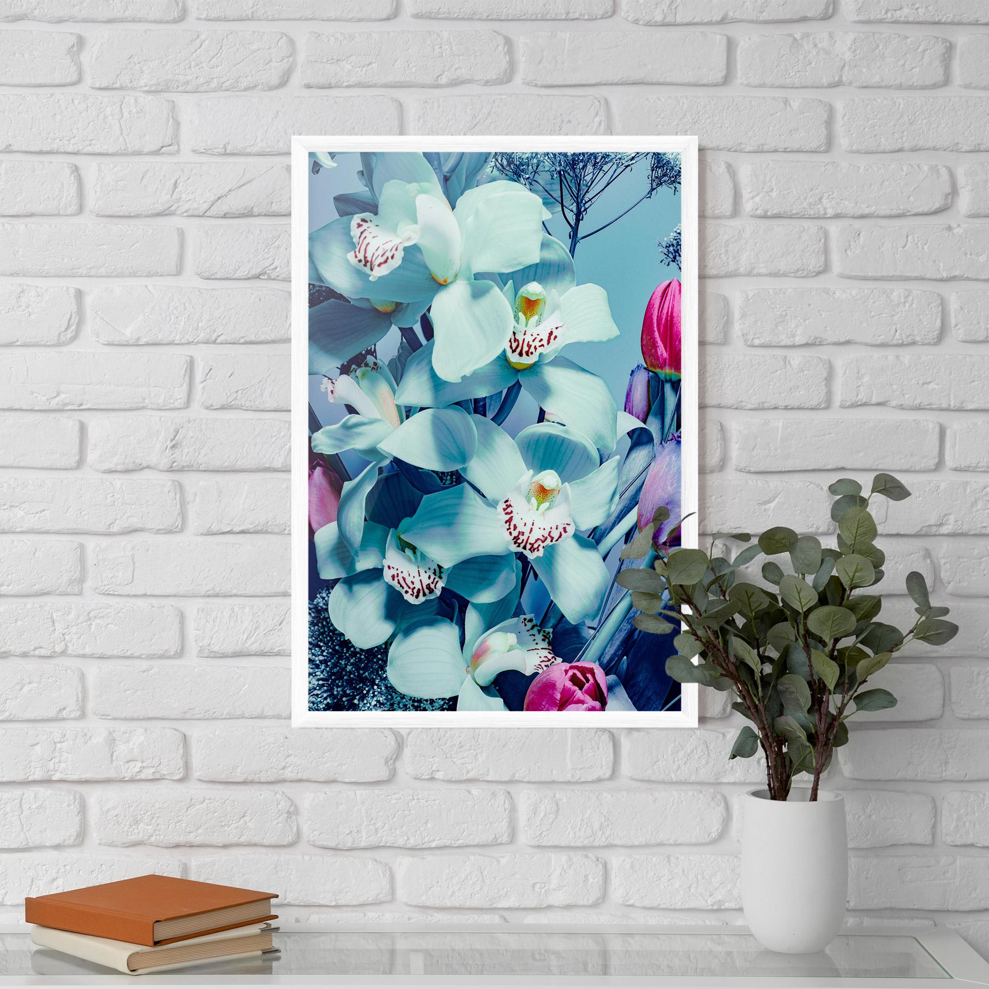 Keretezett Poszter Light Blue Orchids mockup 5