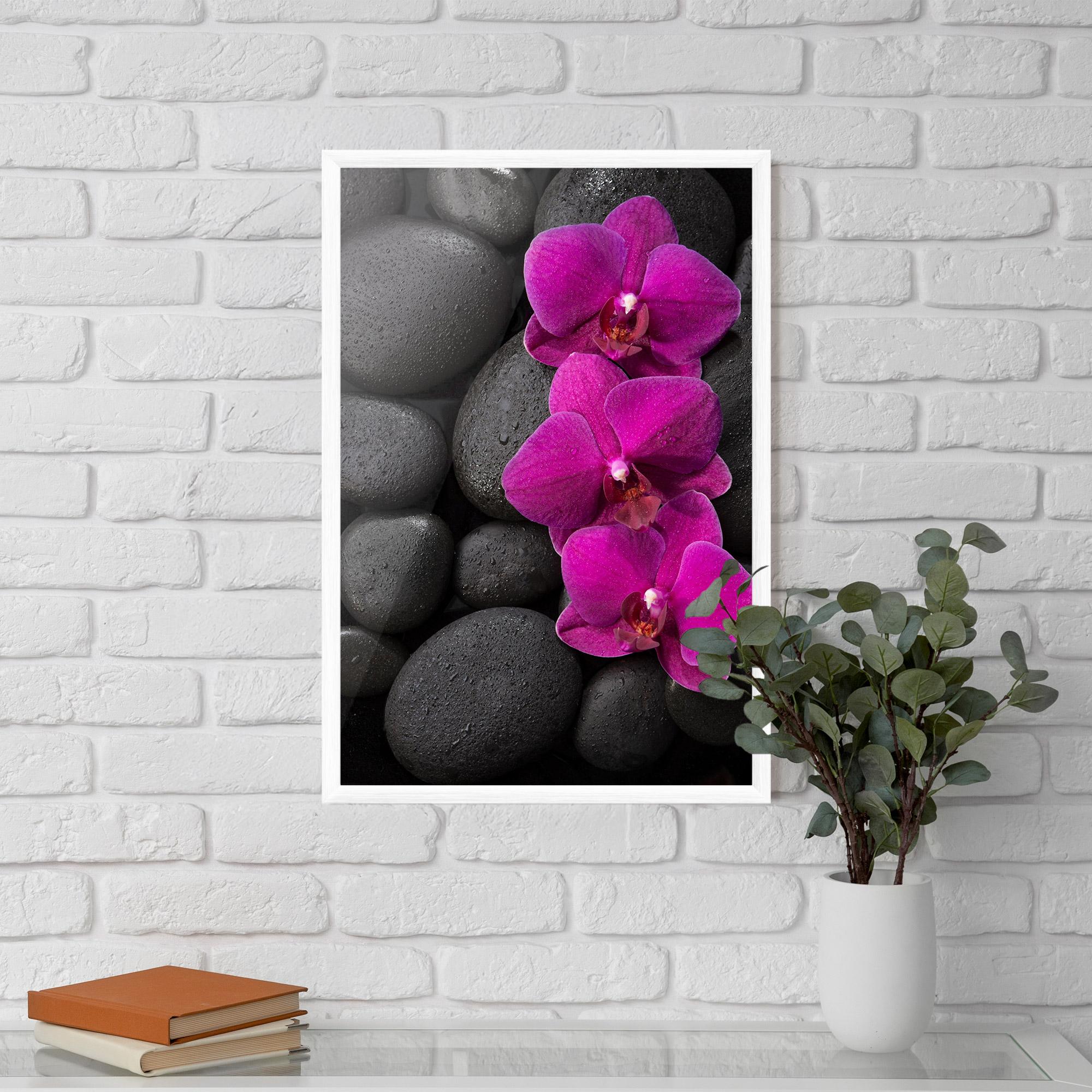 Keretezett Poszter Purple Orchid On Rocks mockup 5