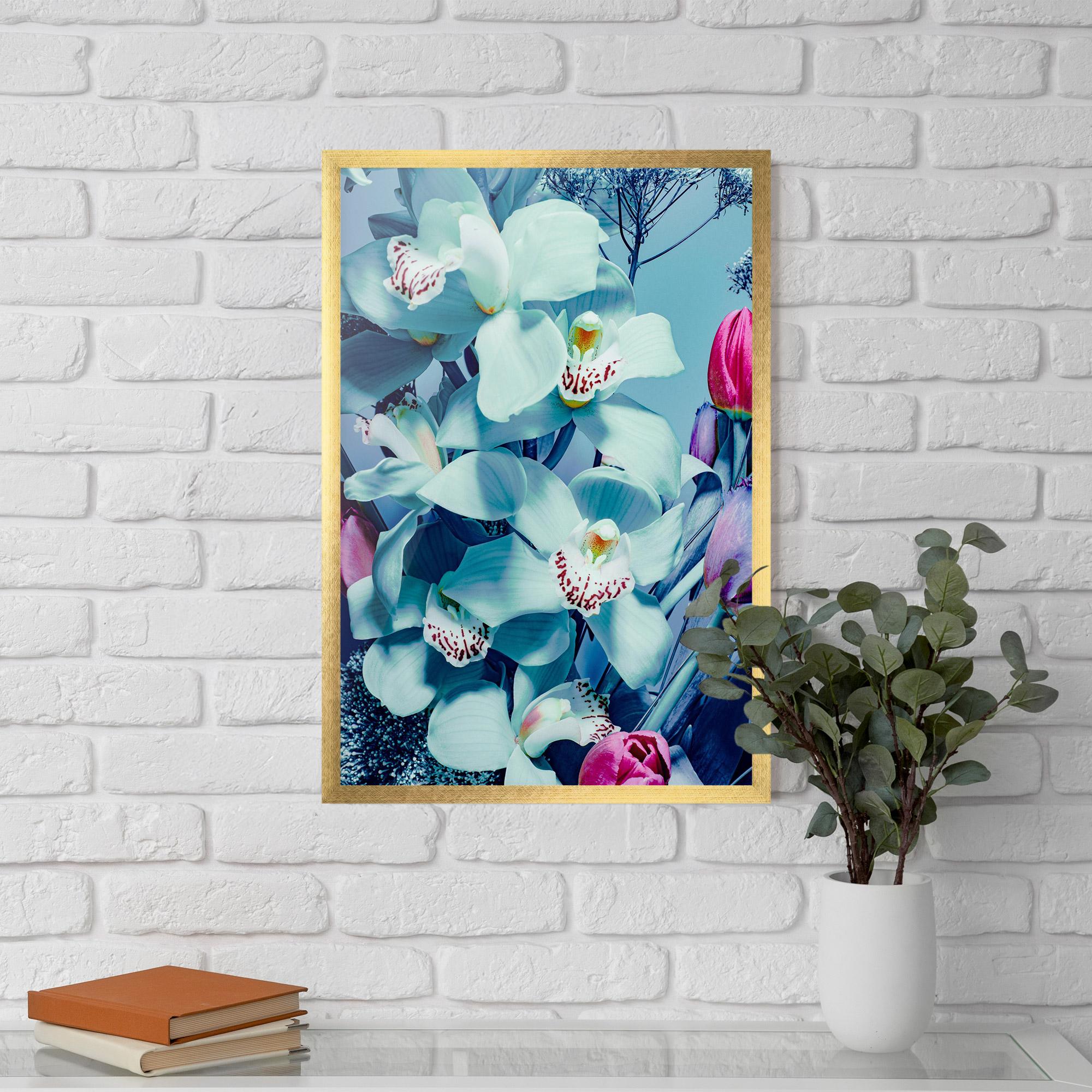 Keretezett Poszter Light Blue Orchids mockup 5