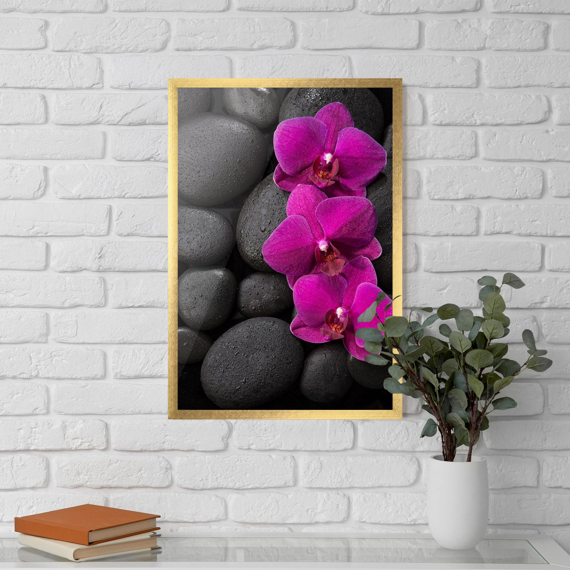 Keretezett Poszter Purple Orchid On Rocks mockup 5