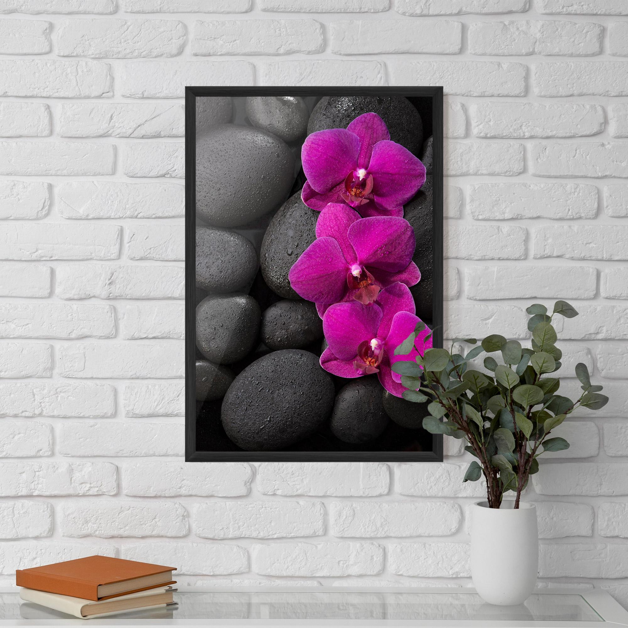 Keretezett Poszter Purple Orchid On Rocks mockup 5