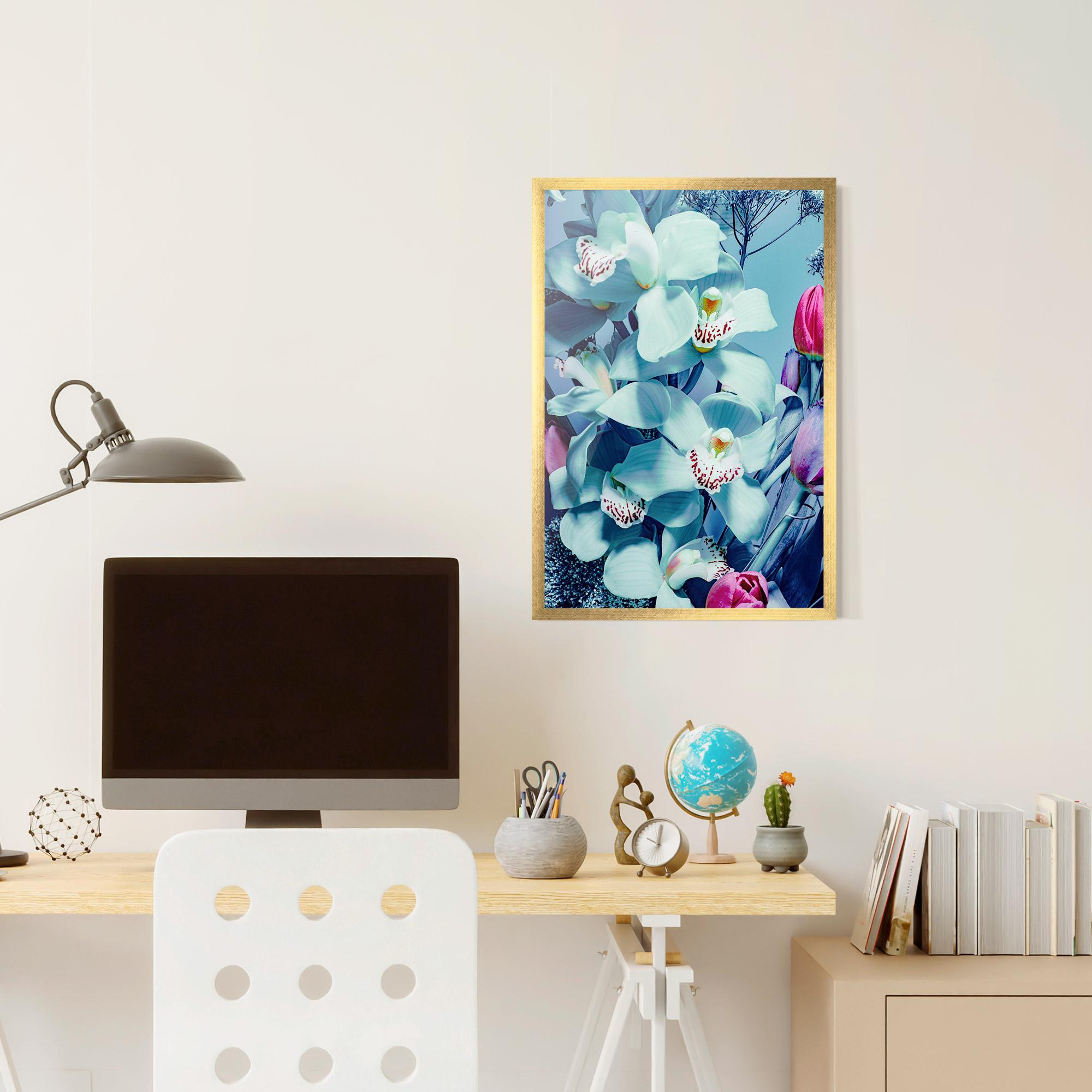 Keretezett Poszter Light Blue Orchids mockup 6
