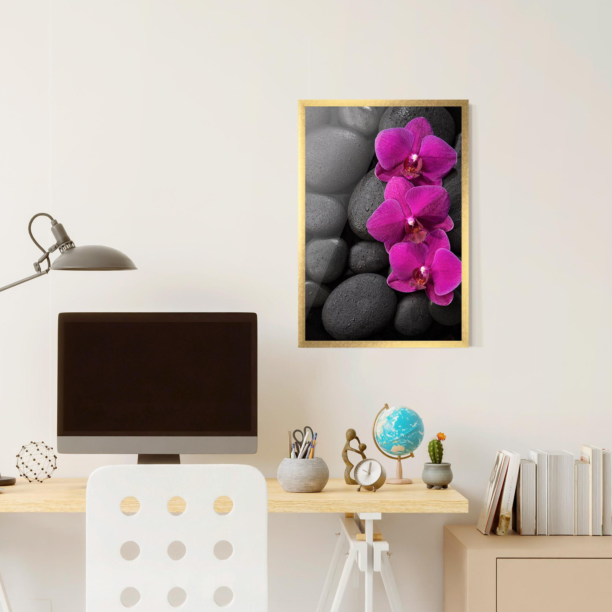 Keretezett Poszter Purple Orchid On Rocks mockup 6