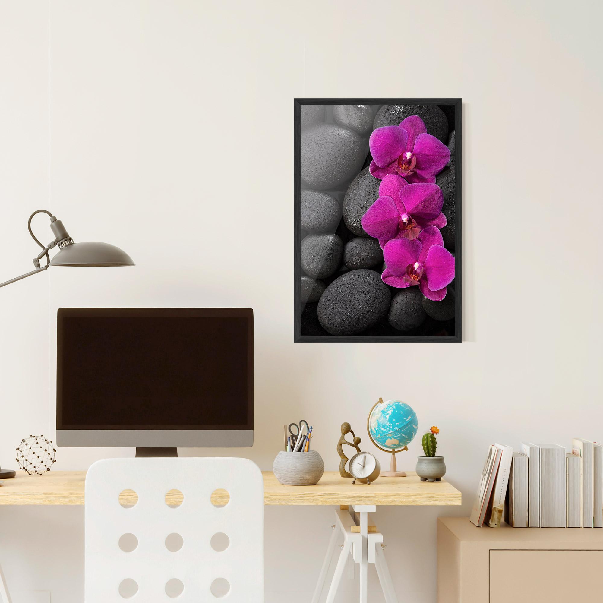 Keretezett Poszter Purple Orchid On Rocks mockup 6