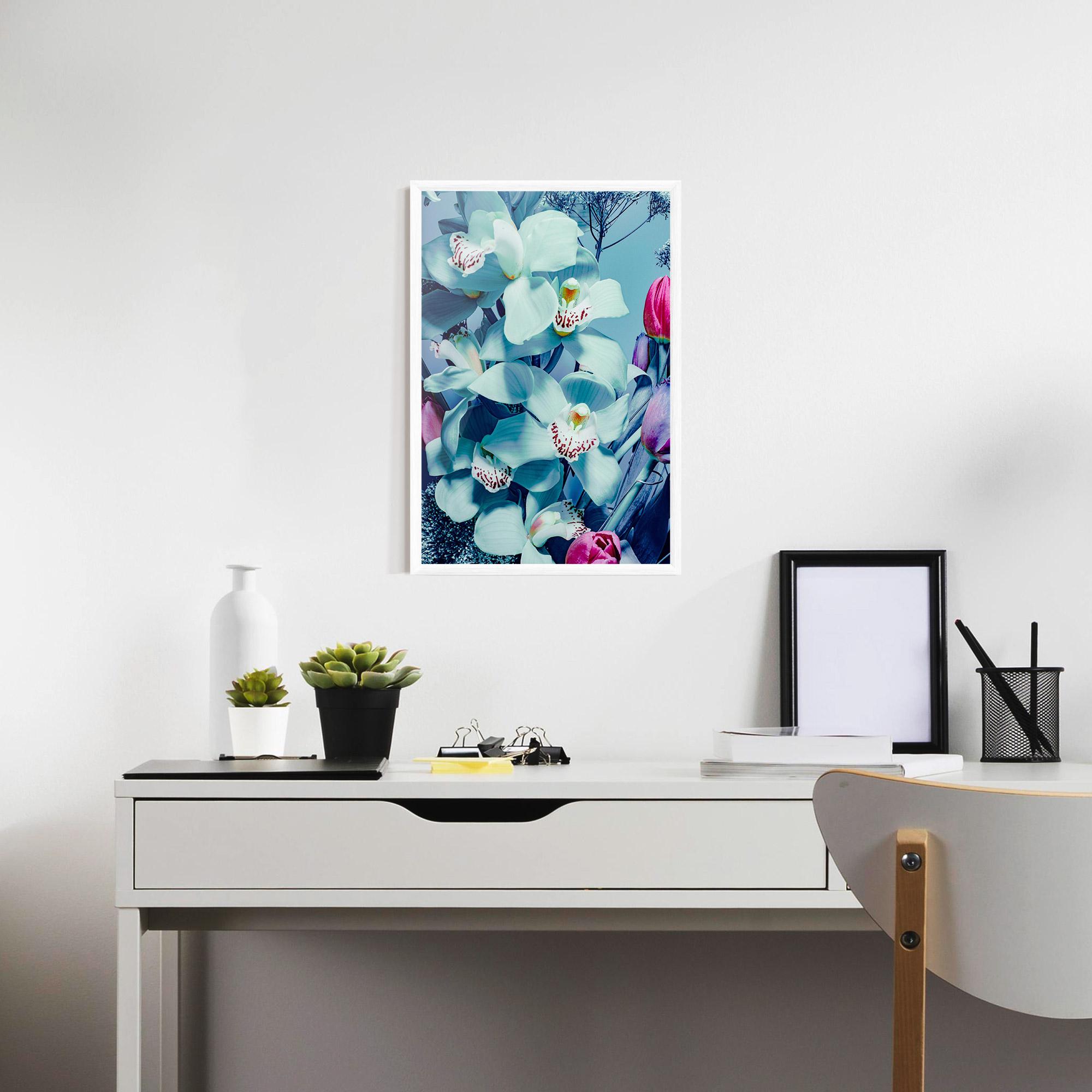 Keretezett Poszter Light Blue Orchids mockup 7