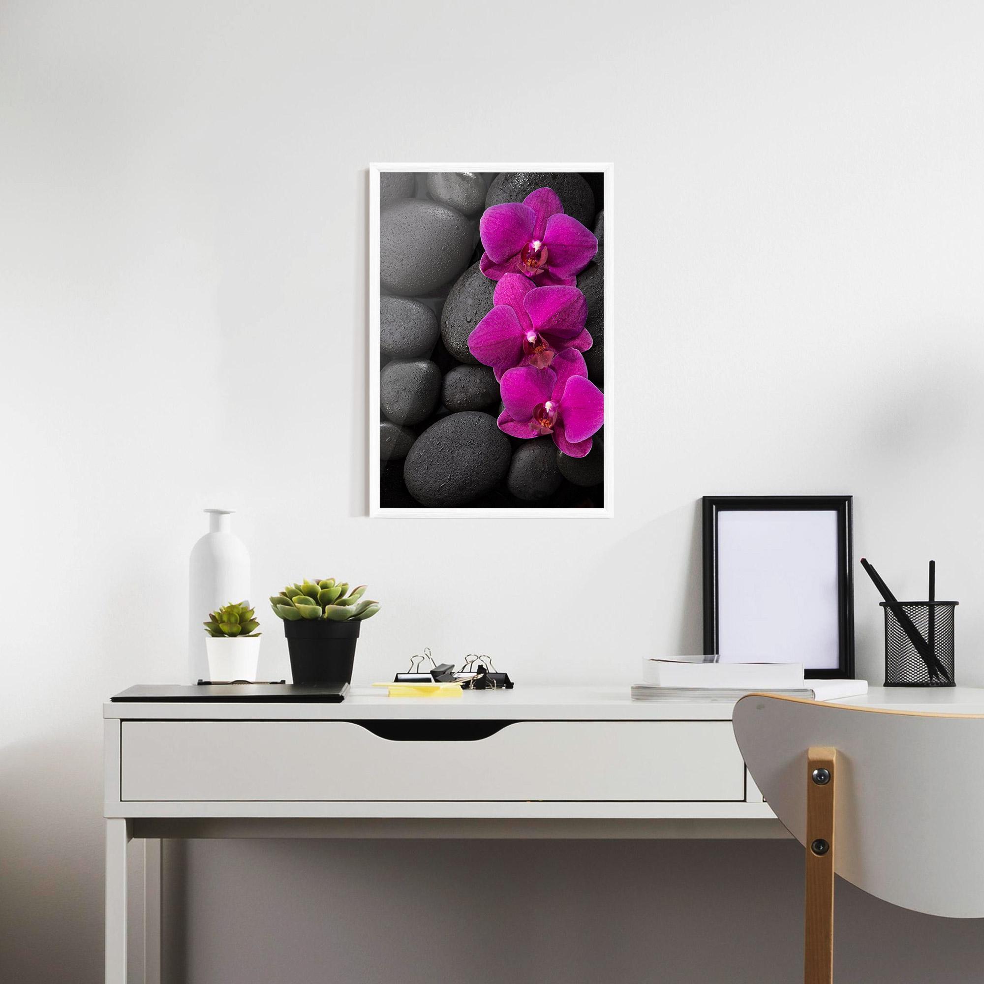 Keretezett Poszter Purple Orchid On Rocks mockup 7