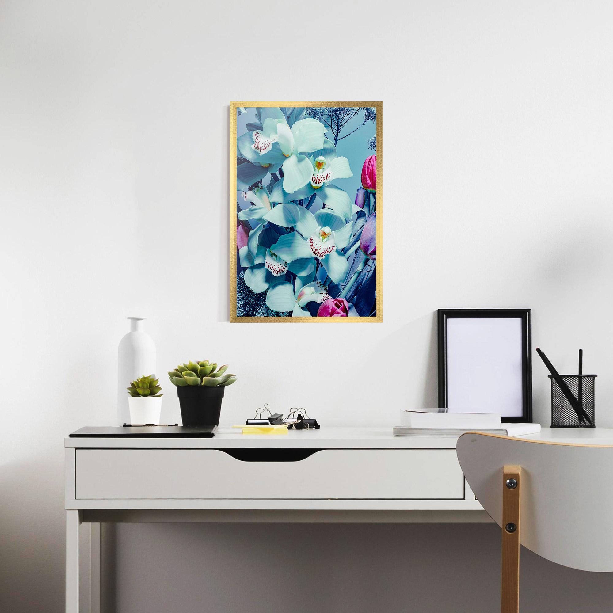 Keretezett Poszter Light Blue Orchids mockup 7