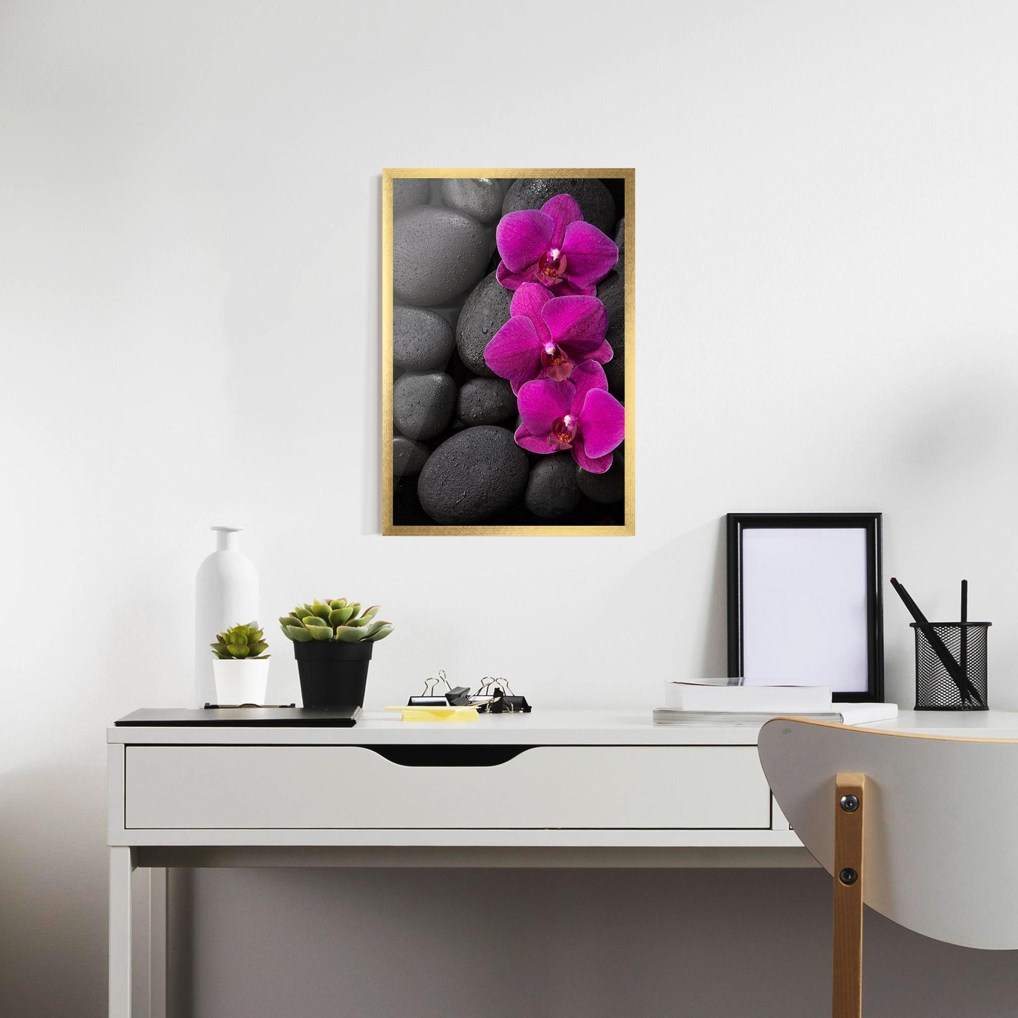Keretezett Poszter Purple Orchid On Rocks mockup 7