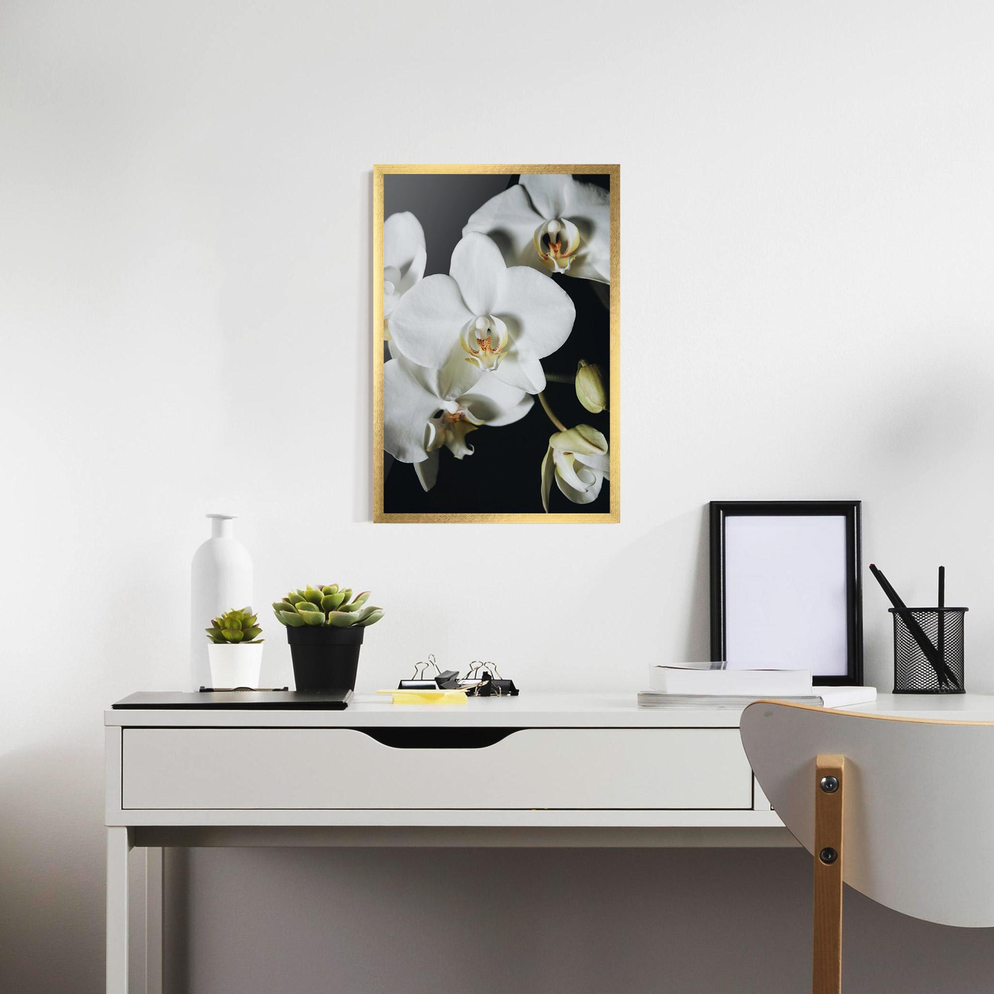 Keretezett Poszter White Orchid On Black mockup 7