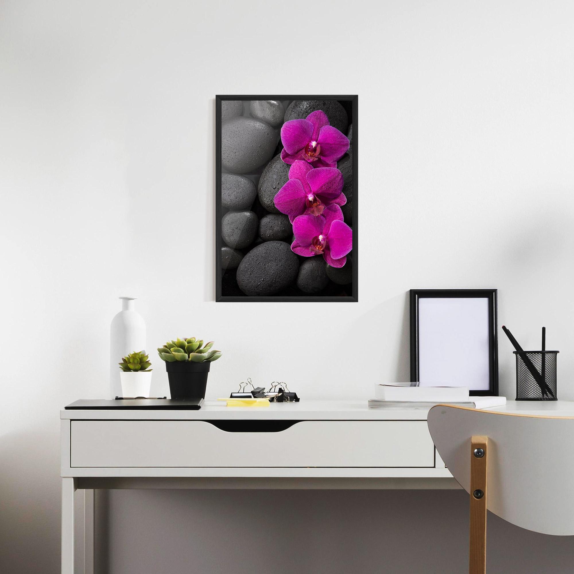Keretezett Poszter Purple Orchid On Rocks mockup 7