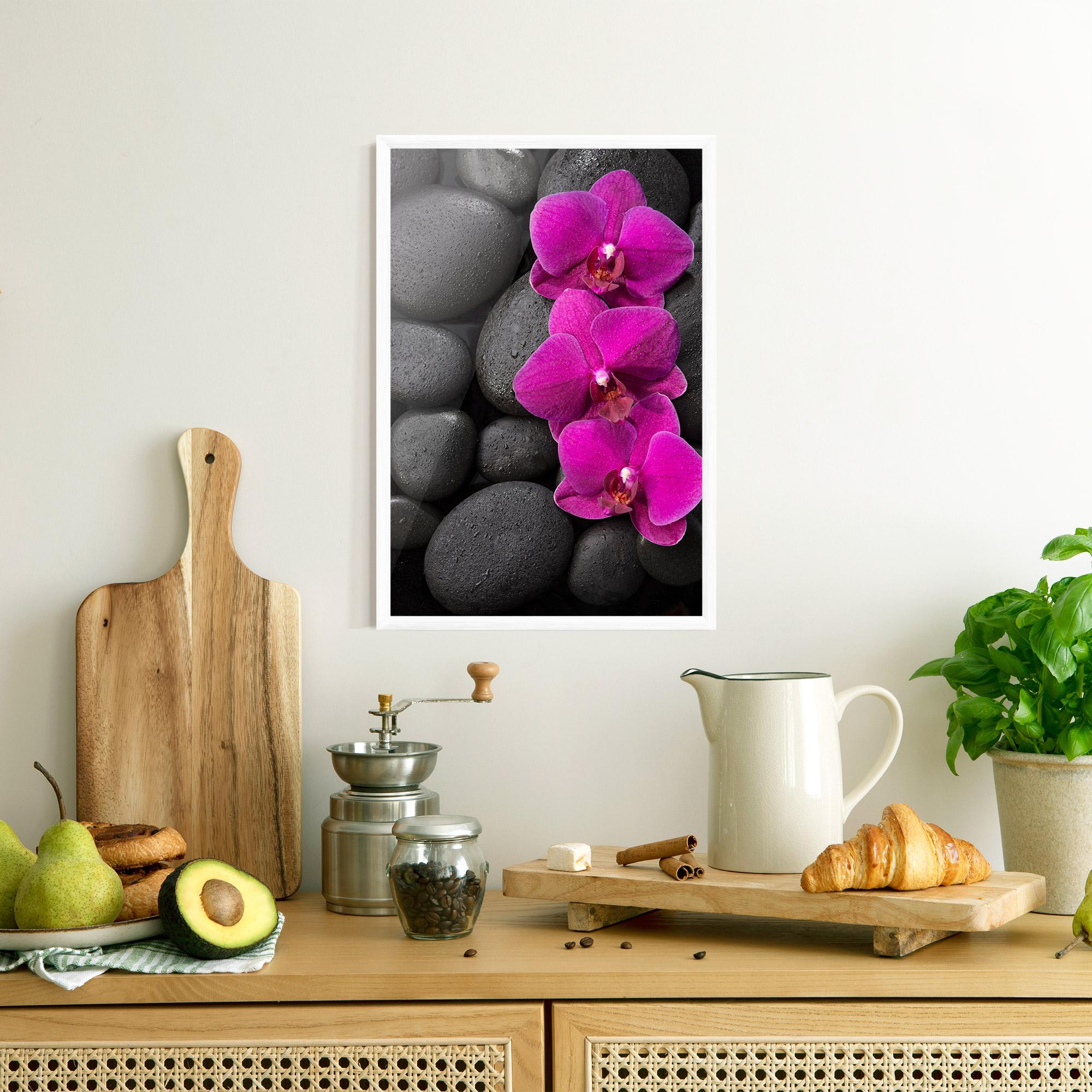 Keretezett Poszter Purple Orchid On Rocks mockup 8