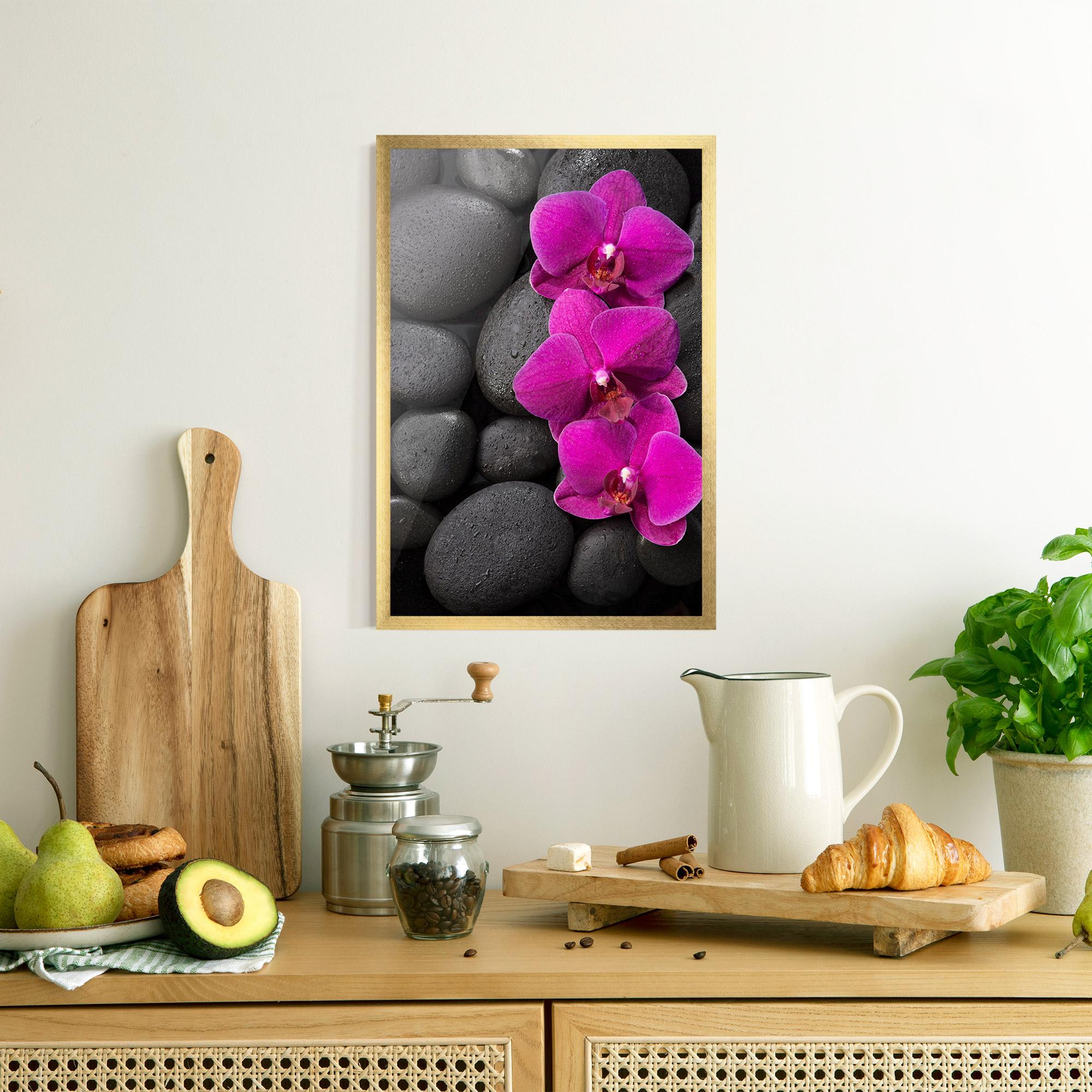 Keretezett Poszter Purple Orchid On Rocks mockup 8