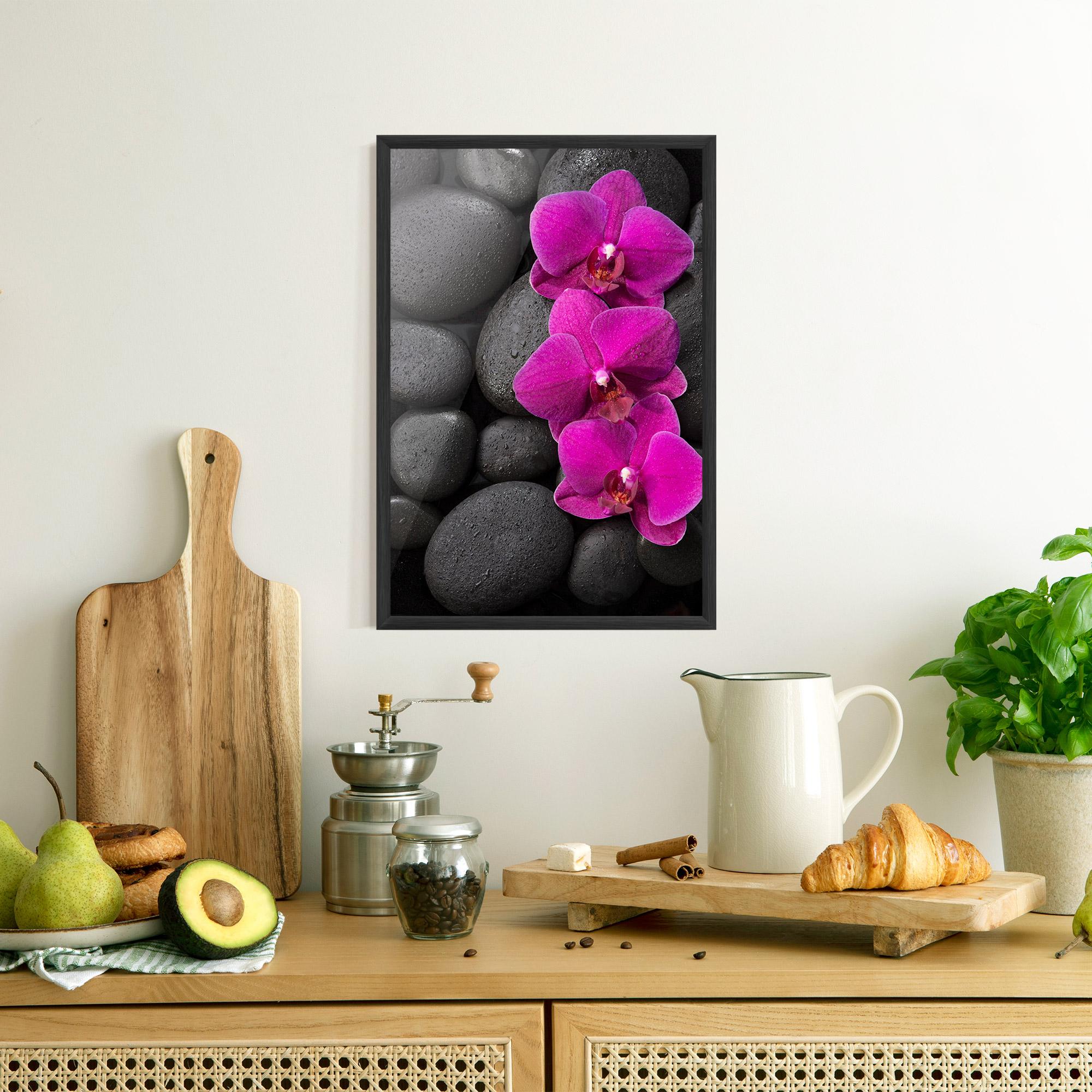 Keretezett Poszter Purple Orchid On Rocks mockup 8
