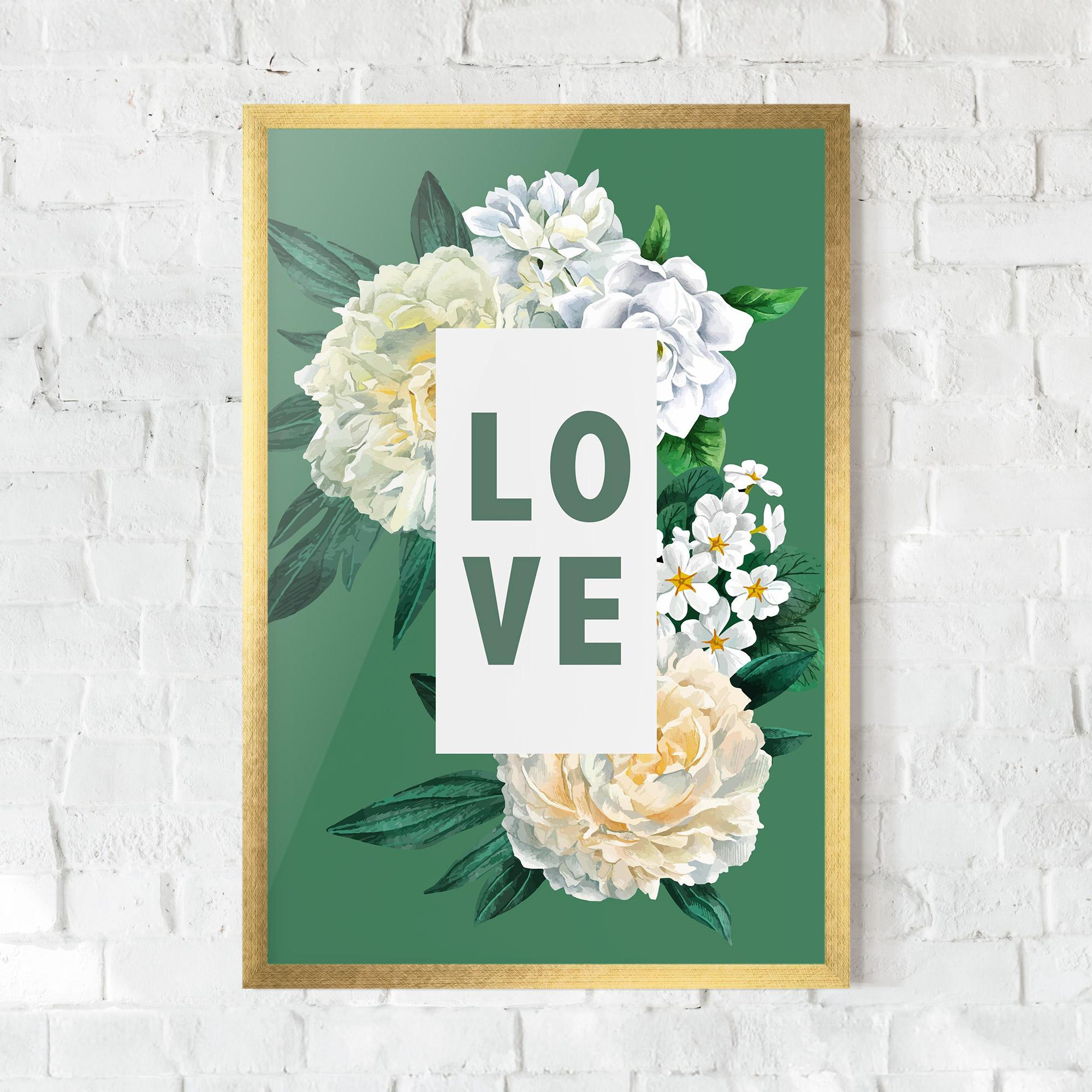 Keretezett Poszter Love Green Rose mockup 0