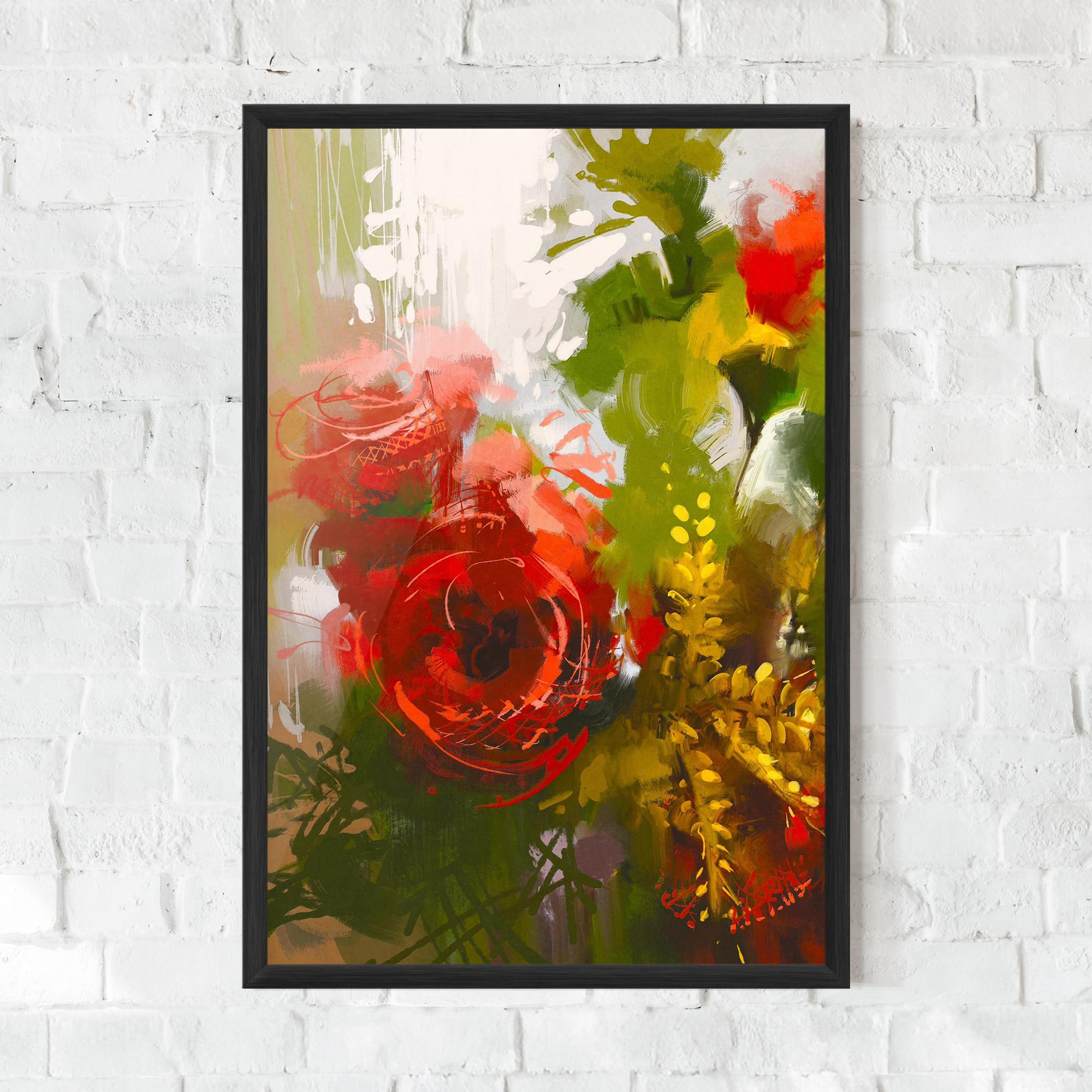 Keretezett Poszter Red Rose Painting mockup 0
