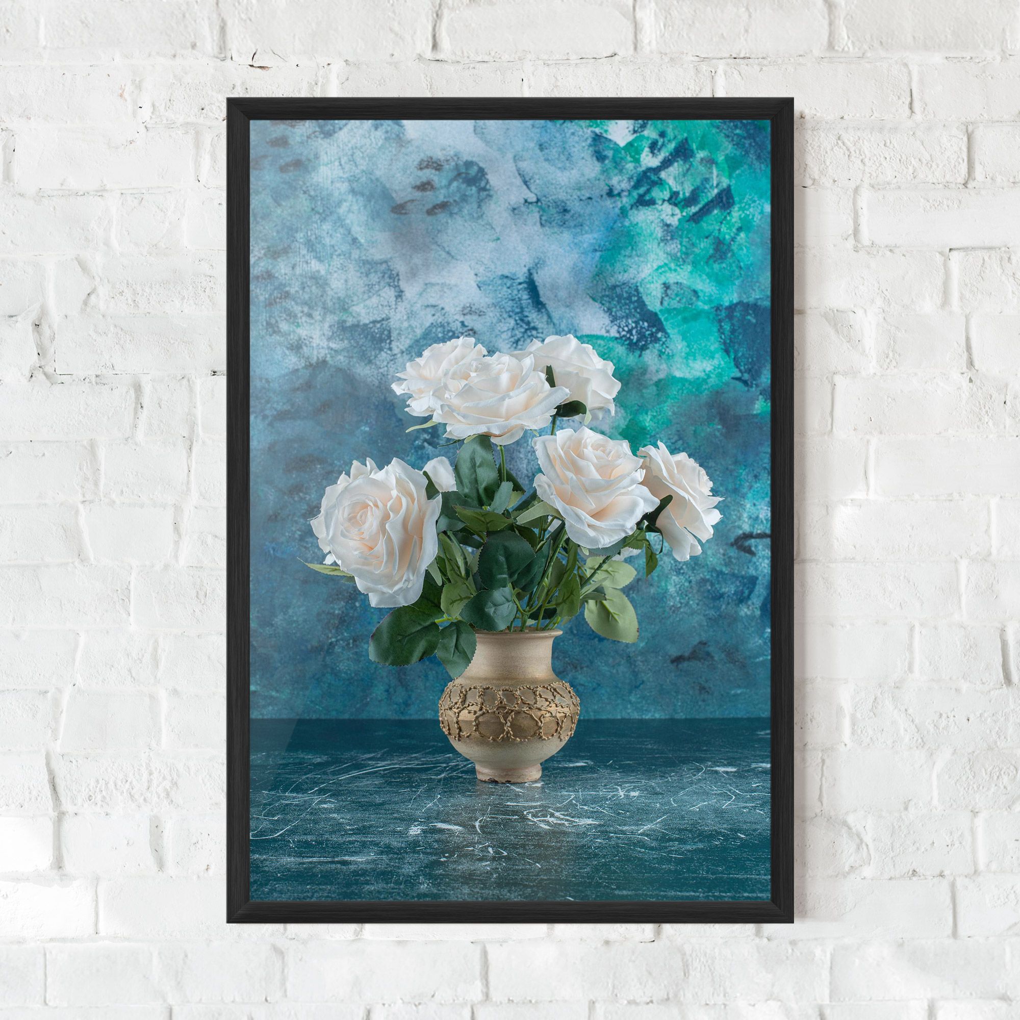 White Roses On Blue mockup 0