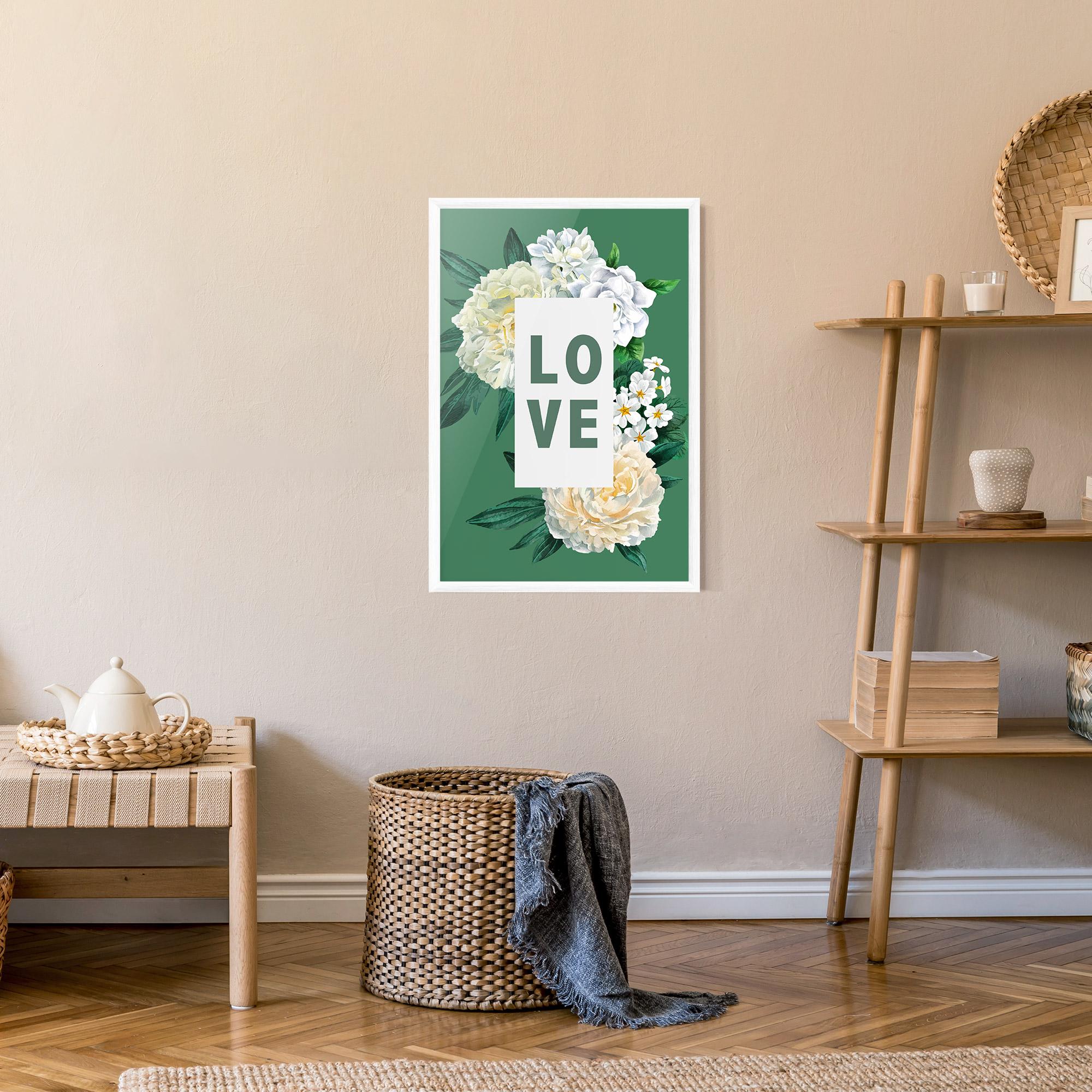 Keretezett Poszter Love Green Rose mockup 9