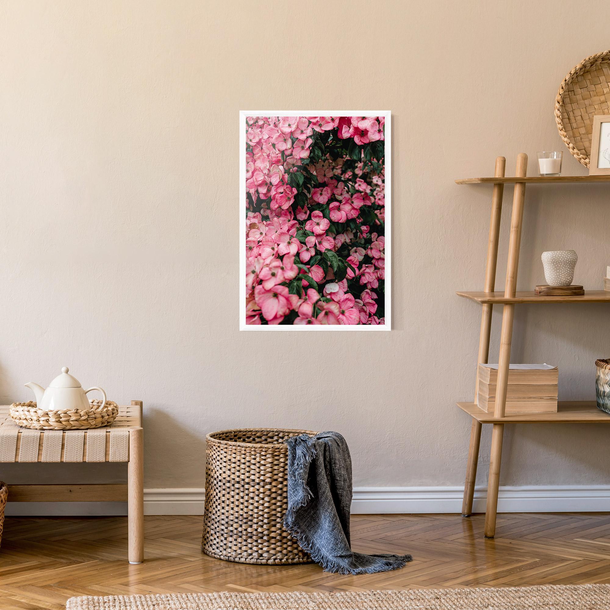Keretezett Poszter Pink Rose Flower Tree mockup 9