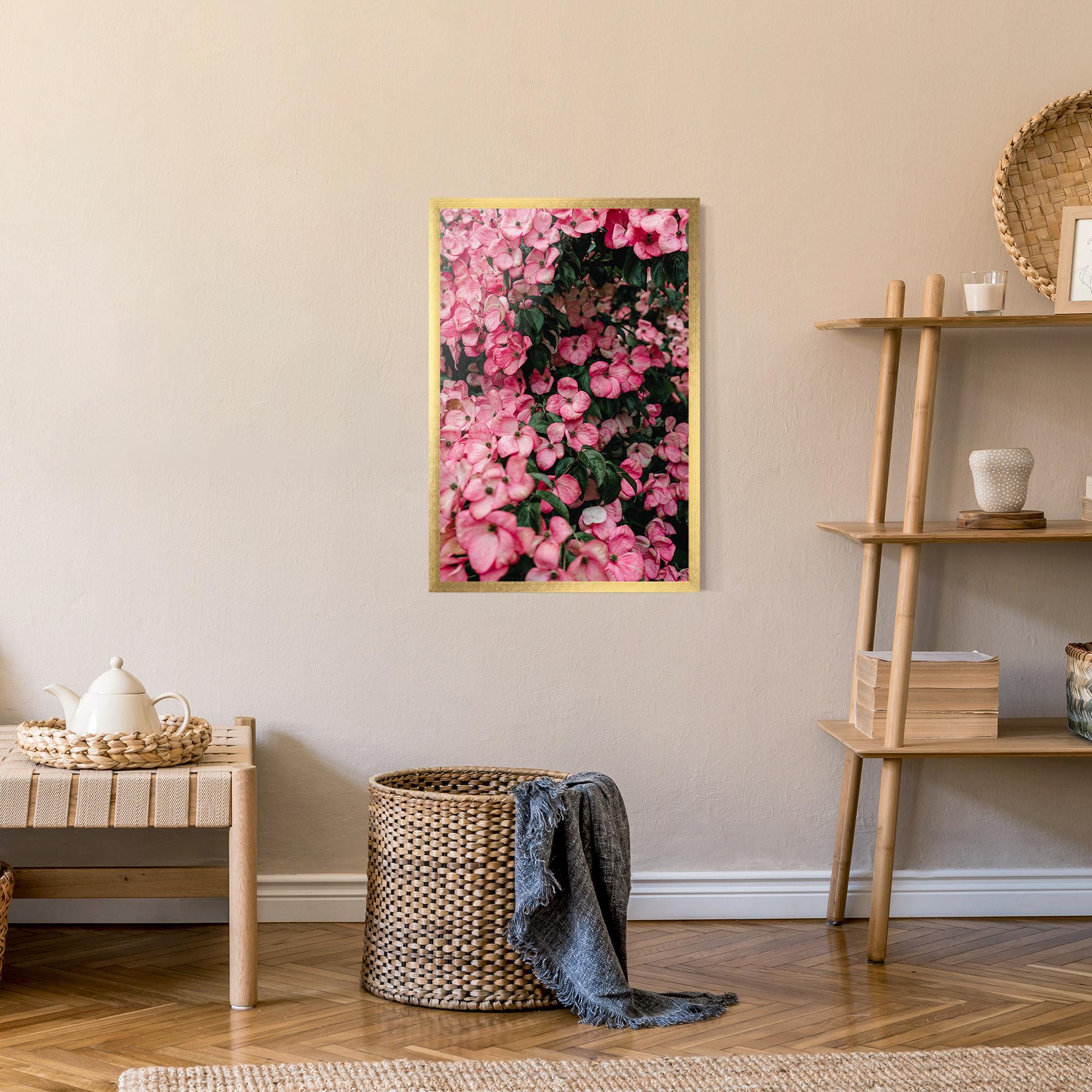 Keretezett Poszter Pink Rose Flower Tree mockup 9