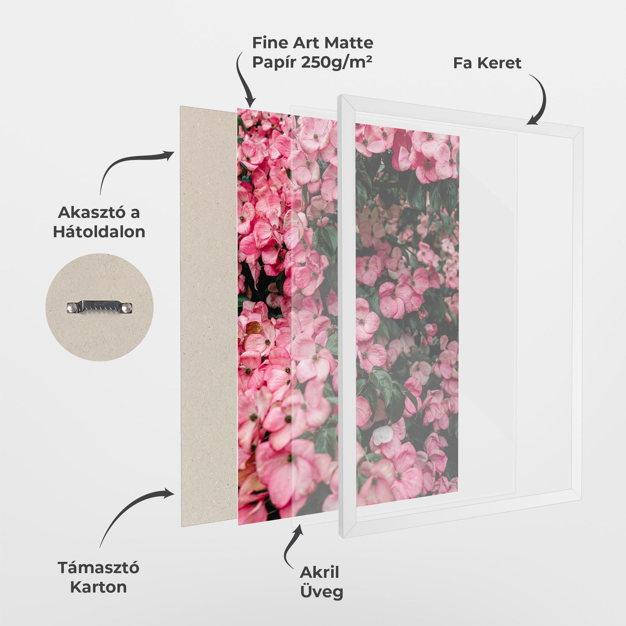 Keretezett Poszter Pink Rose Flower Tree mockup 1
