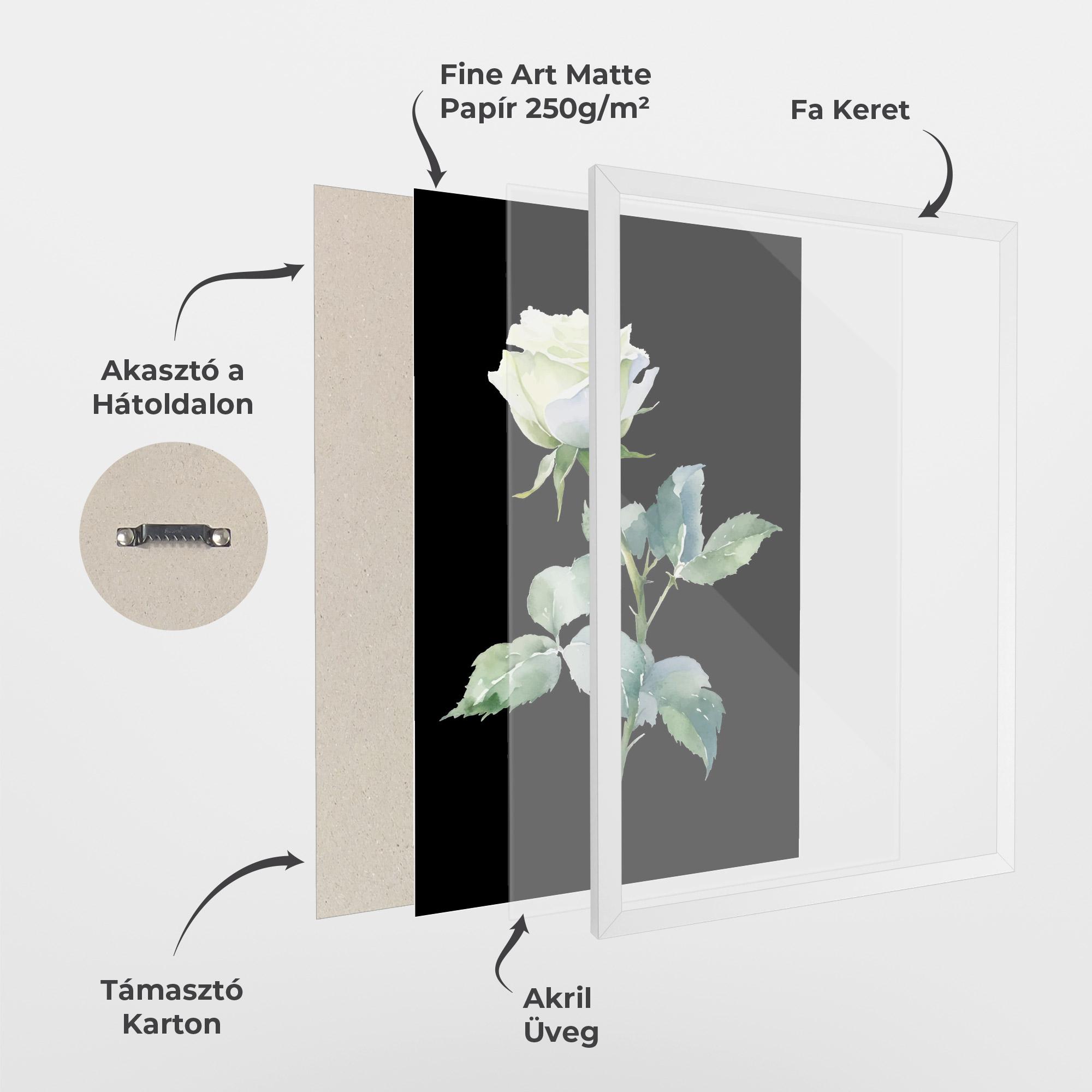 Keretezett Poszter White Rose mockup 1
