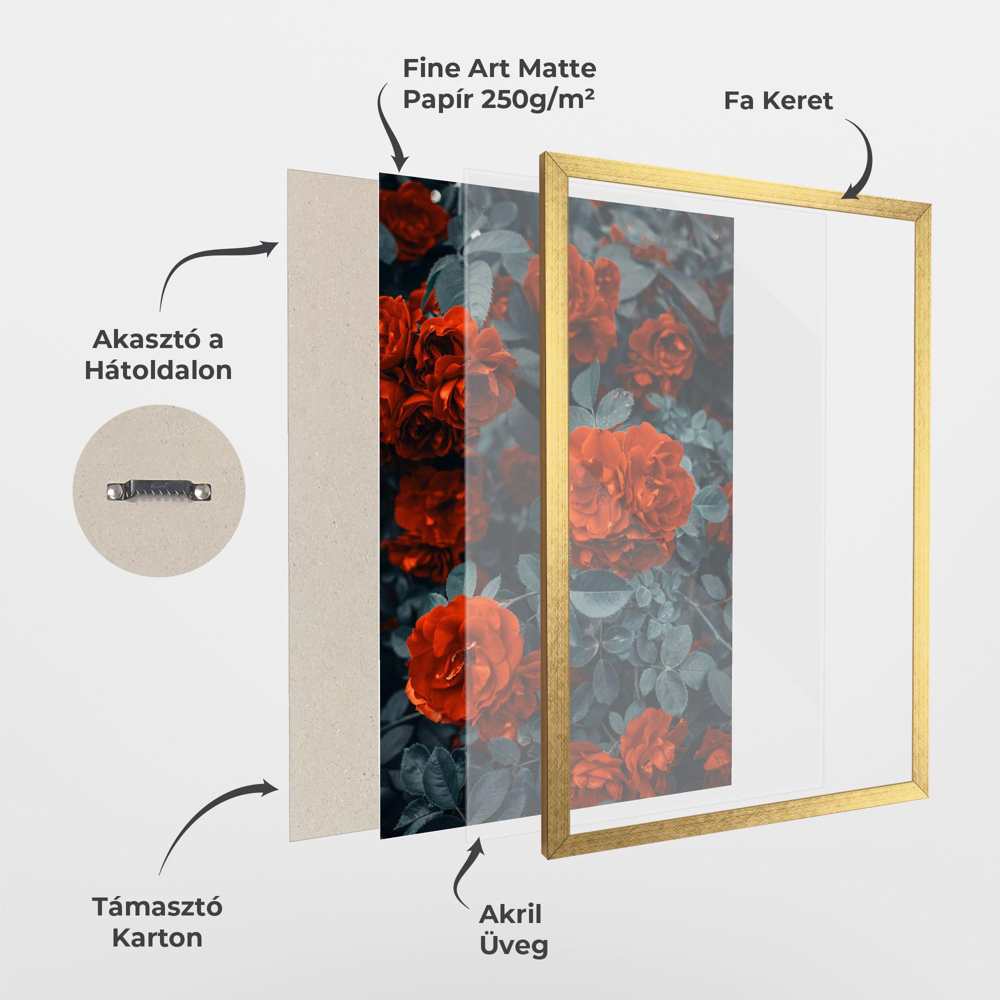 Keretezett Poszter Bright Red Rose mockup 1