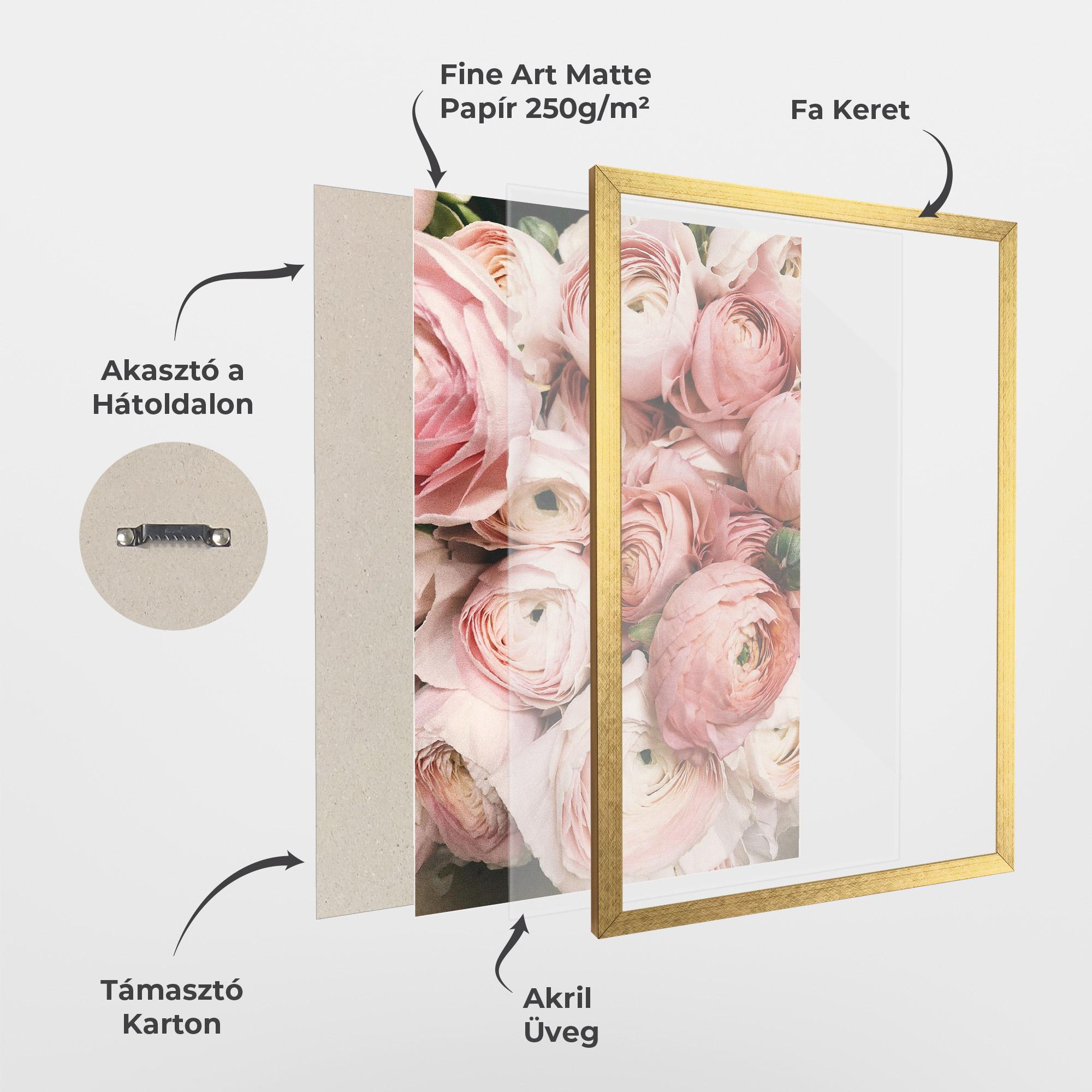 Keretezett Poszter Pink Rose Bouquet mockup 1