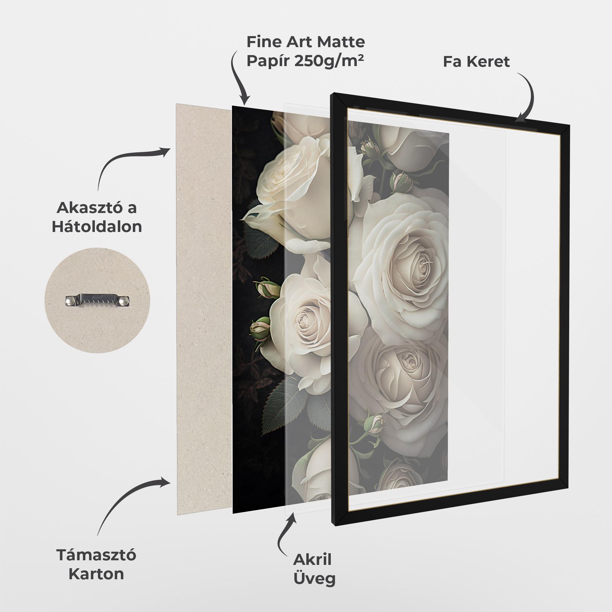 Keretezett Poszter Cream Roses Close Up mockup 1