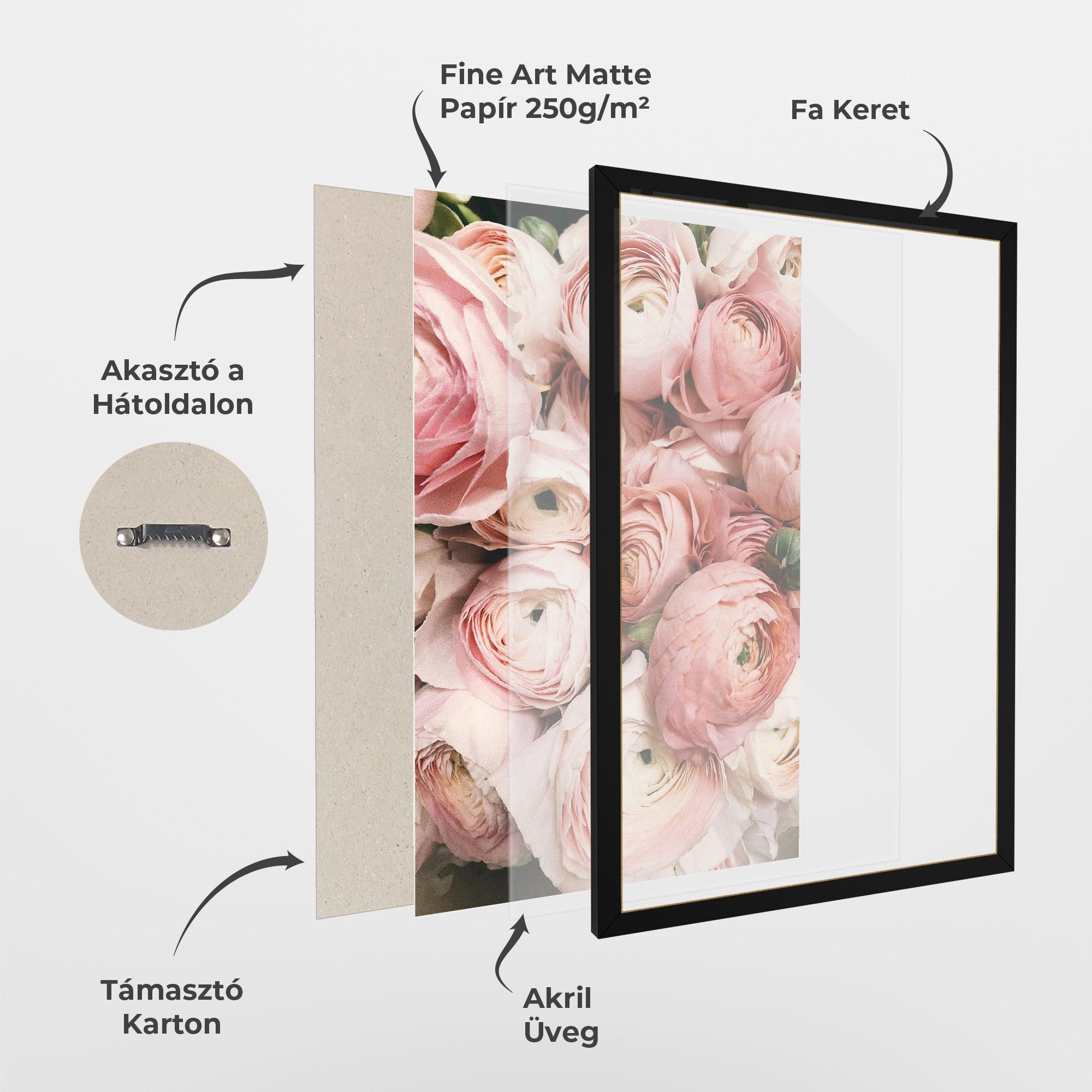Keretezett Poszter Pink Rose Bouquet mockup 1