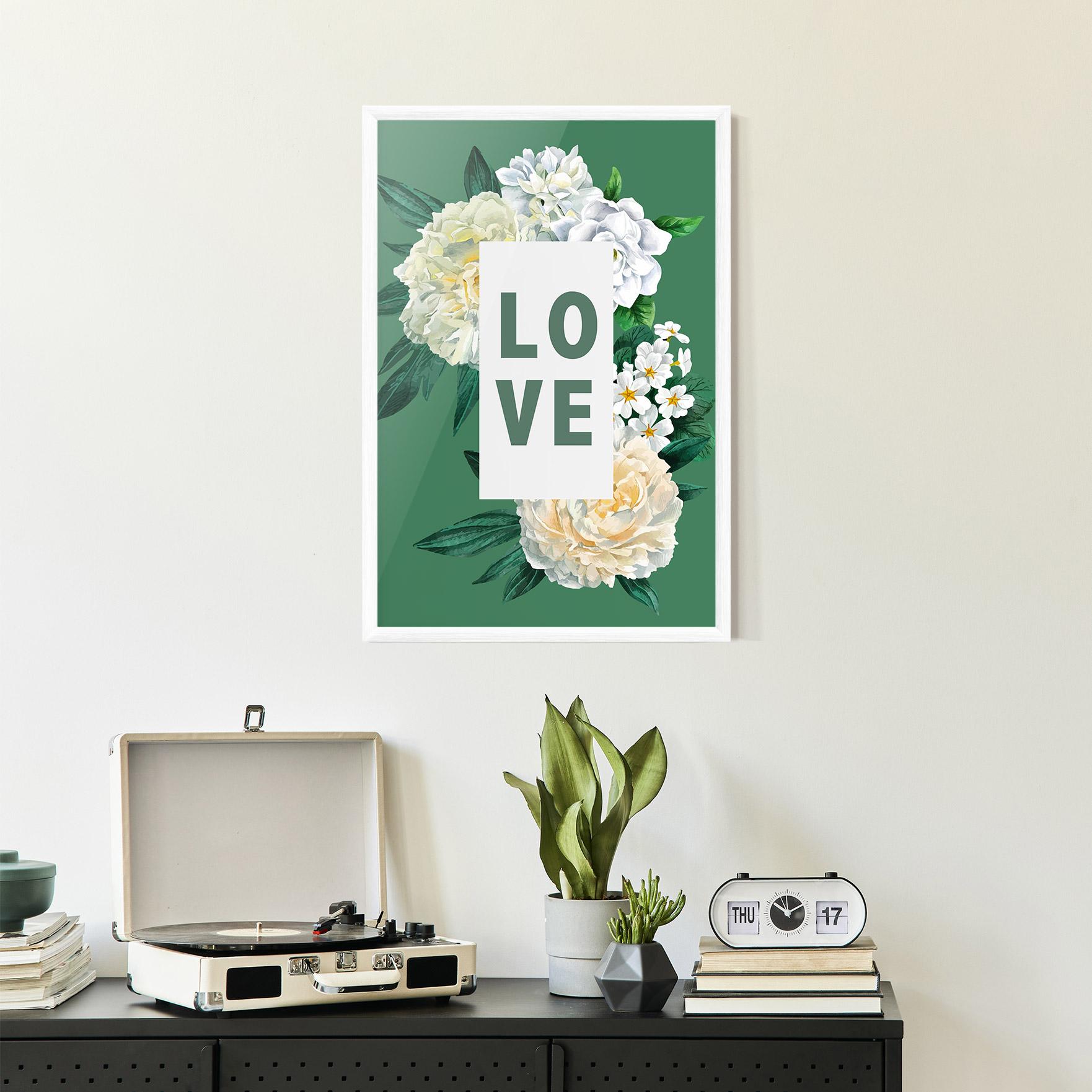 Keretezett Poszter Love Green Rose mockup 2