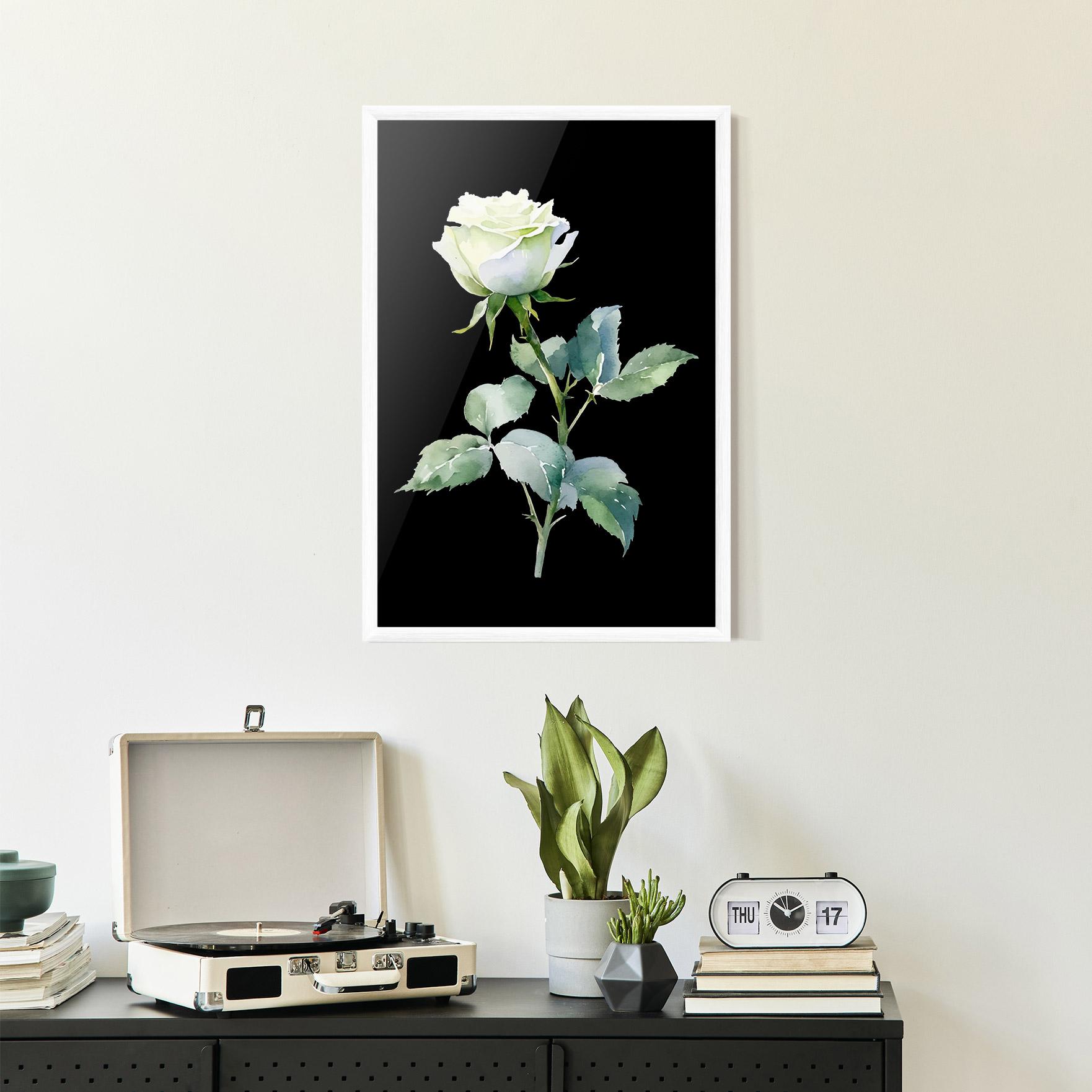Keretezett Poszter White Rose mockup 2